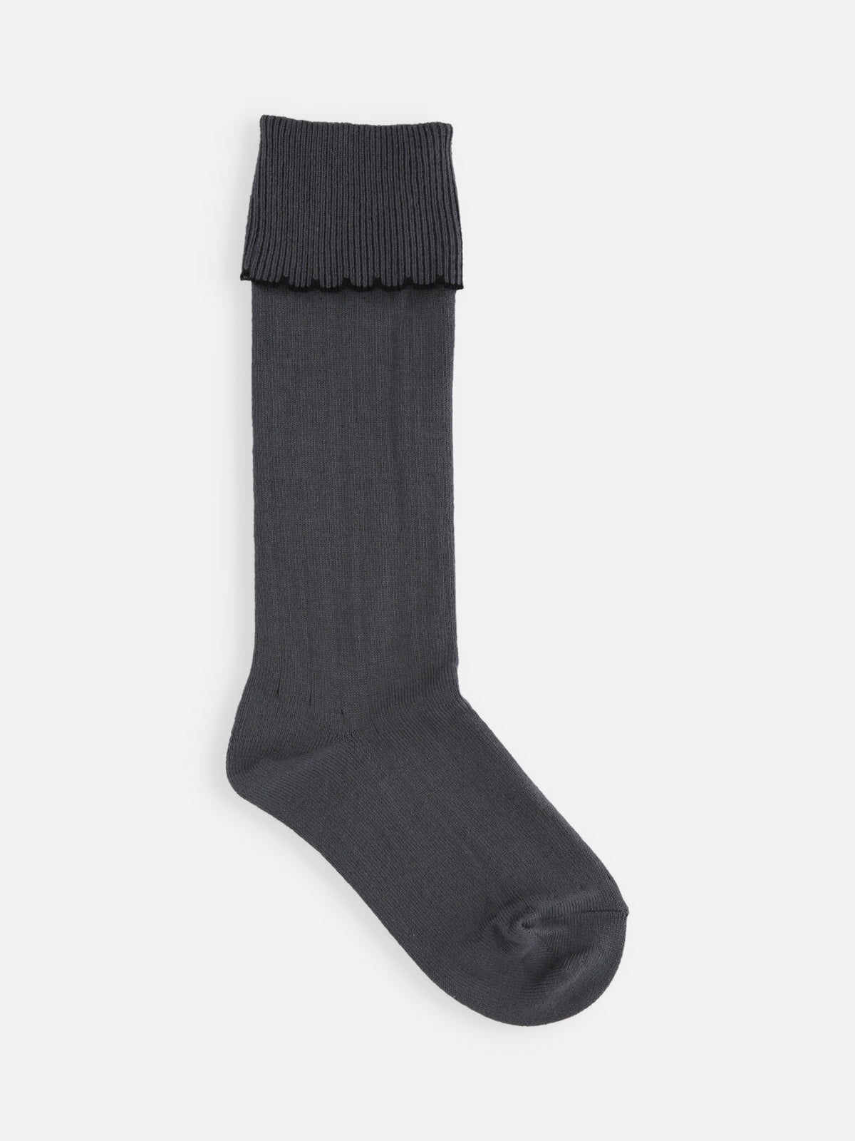 【キッズ】折り返し配色ピコハイソックス / 19-21cm - チャコールグレー