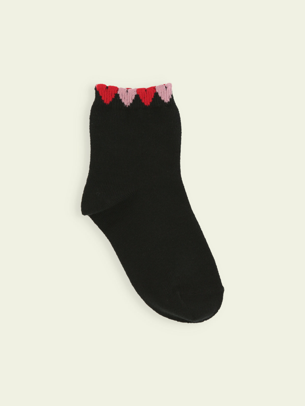 【3足1,485円】キッズ 履き口たっぷりハートショートソックス / 19-21cm