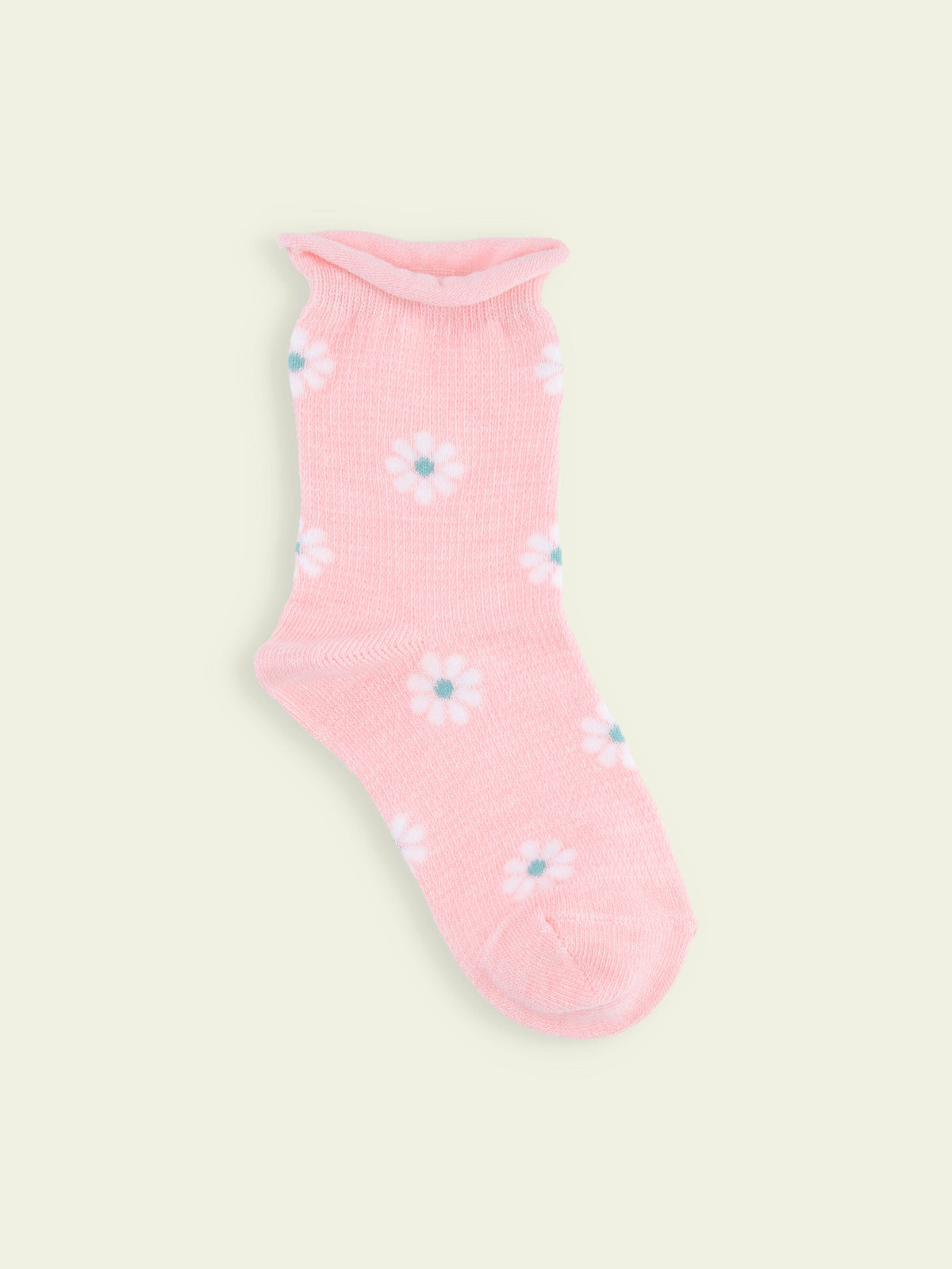 【3足1,485円】キッズ くるくるワッフル花柄ショートソックス / 19-21cm - ピンク
