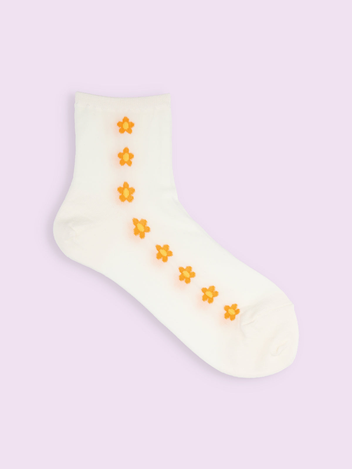 【3足1,485円】お花ラインシースルーショートソックス - オフホワイト