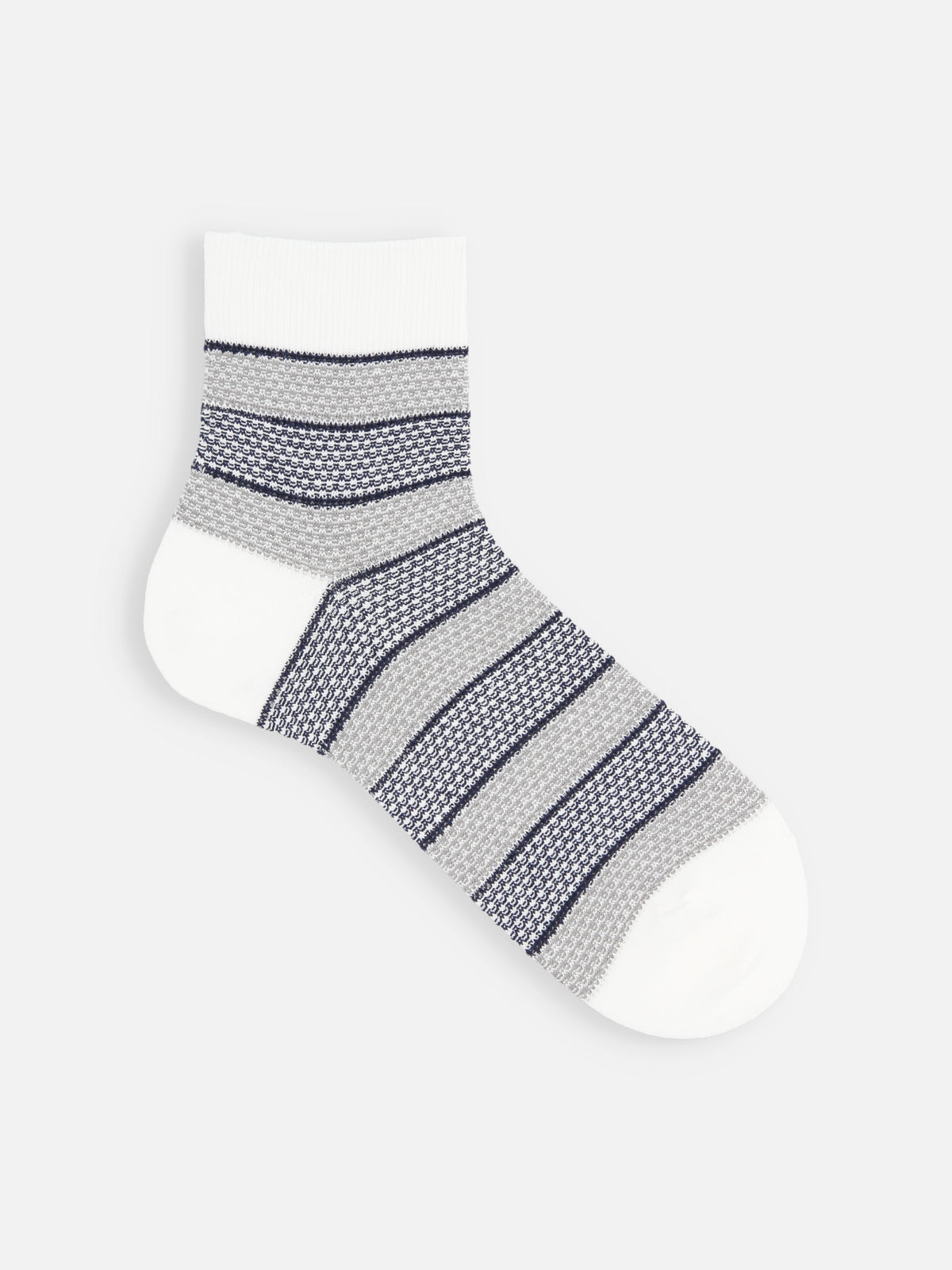 【Tabio MEN】さらっとやわらか綿麻太ボーダーショートソックス(27.0～29.0cm)