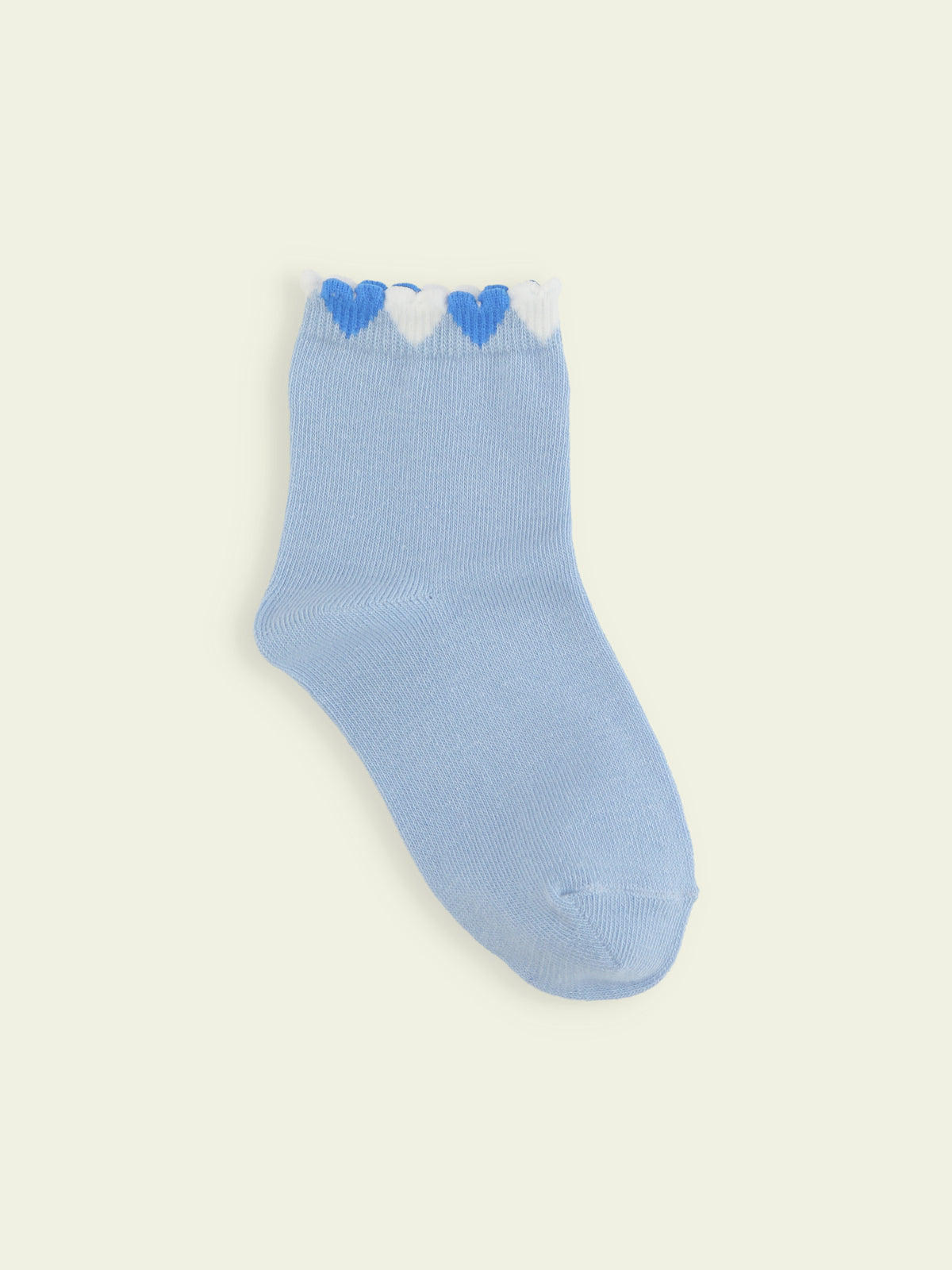 【3足1,485円】キッズ 履き口たっぷりハートショートソックス / 16-18cm - サックス