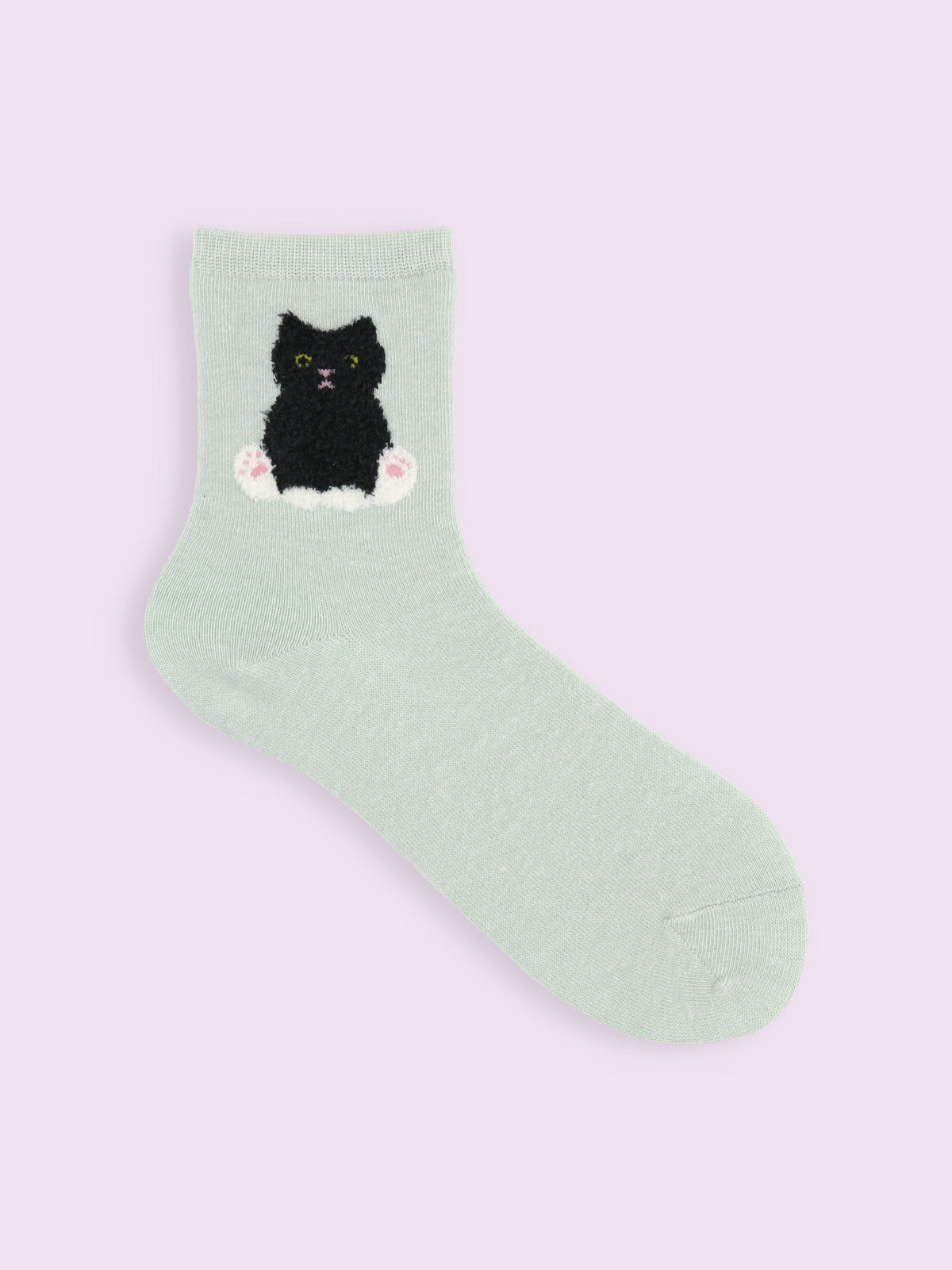 【3足1,485円】もふもふ靴下猫ショートソックス - ミント