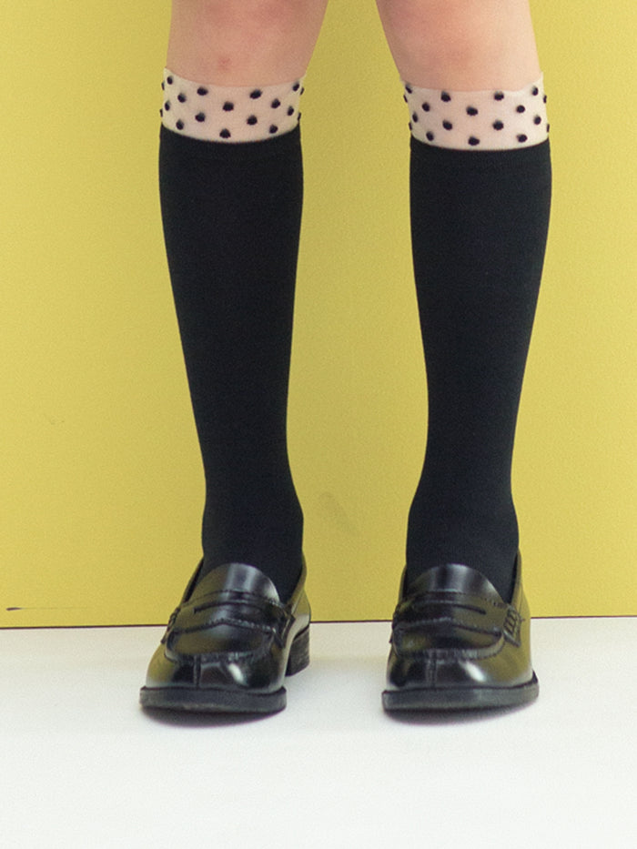 【キッズ】チュールドット柄ハイソックス / 16-18cm