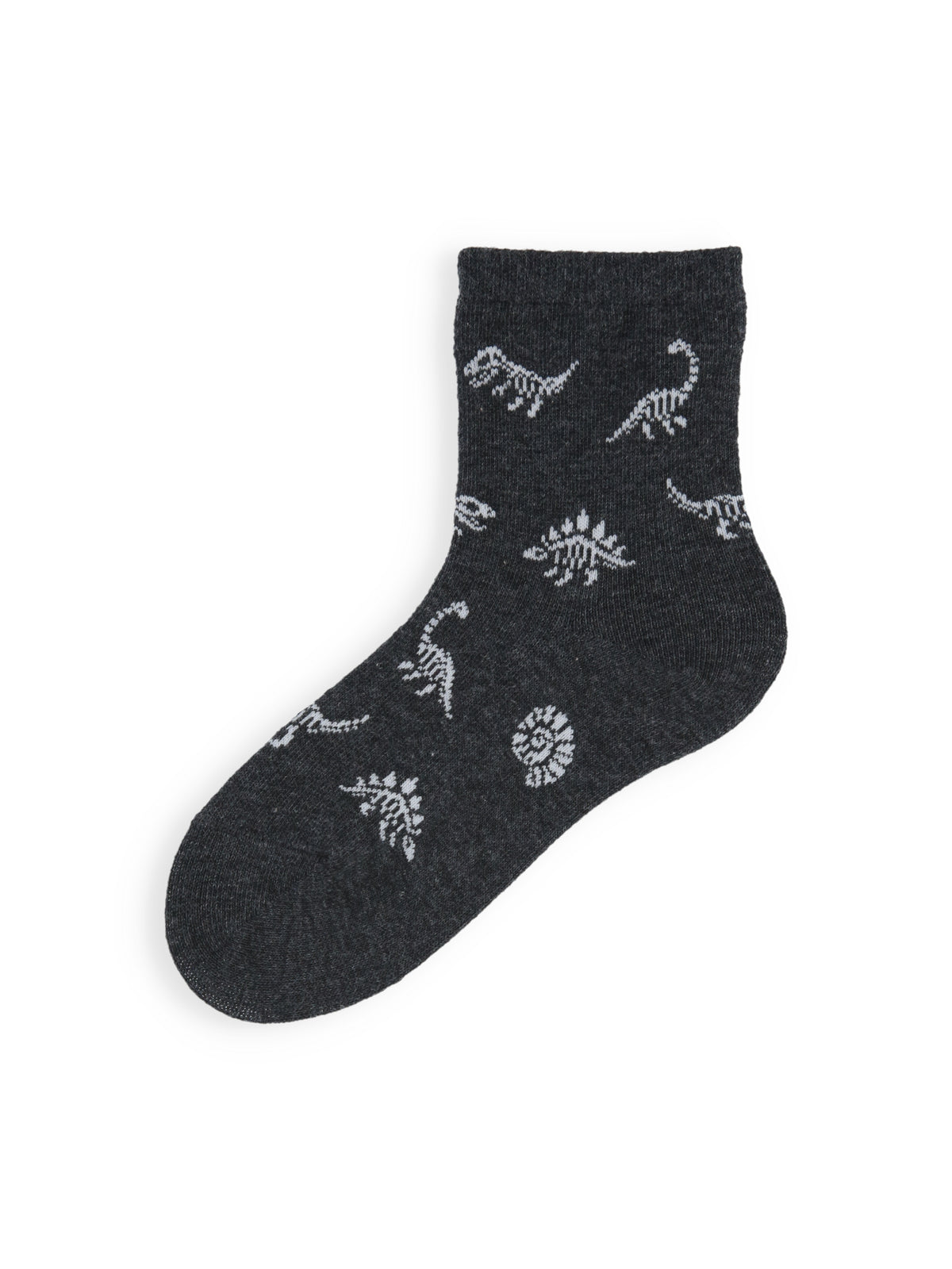 【3足1,485円】キッズ 化石恐竜ショートソックス / 16-18cm - チャコールモク