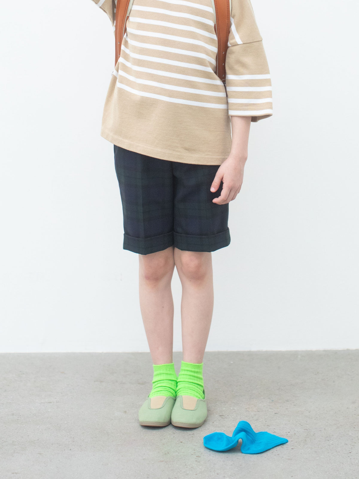 【キッズ】蛍光リブショートソックス / 16-18cm
