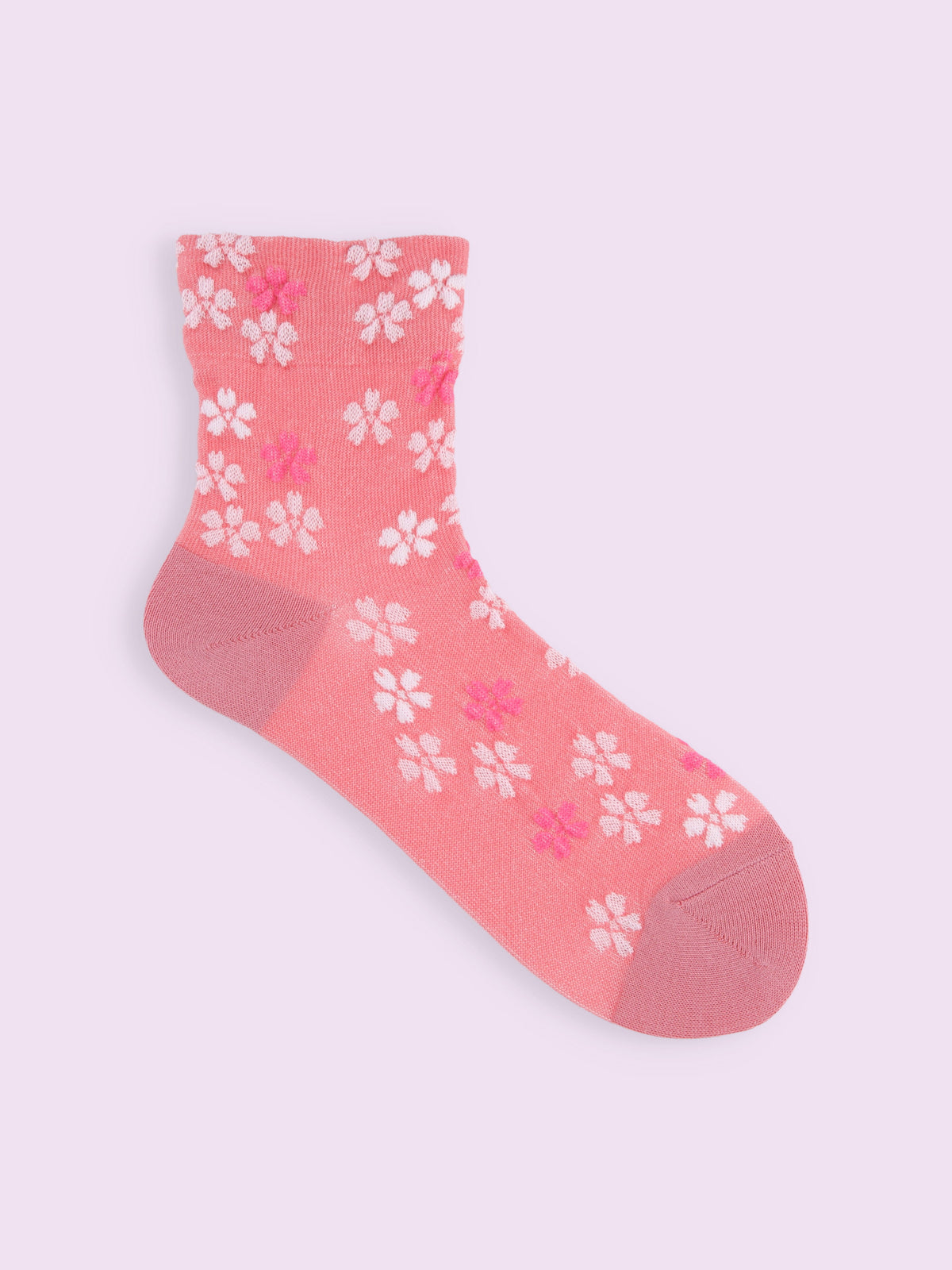 【3足1,485円】モダン桜柄ショートソックス - ローズピンク