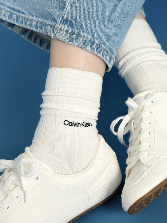 Calvin Klein 刺繡太リブソックス