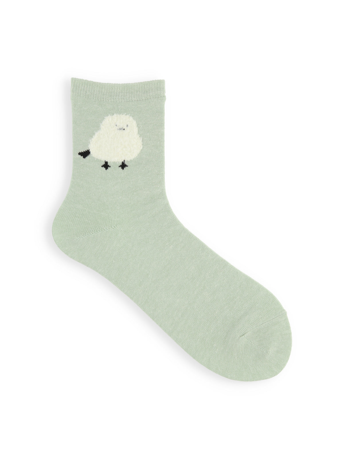 【おおきめサイズ】WEB限定 もふもふ動物ショートソックス / 24.5-26.5cm - ミント+シマエナガ