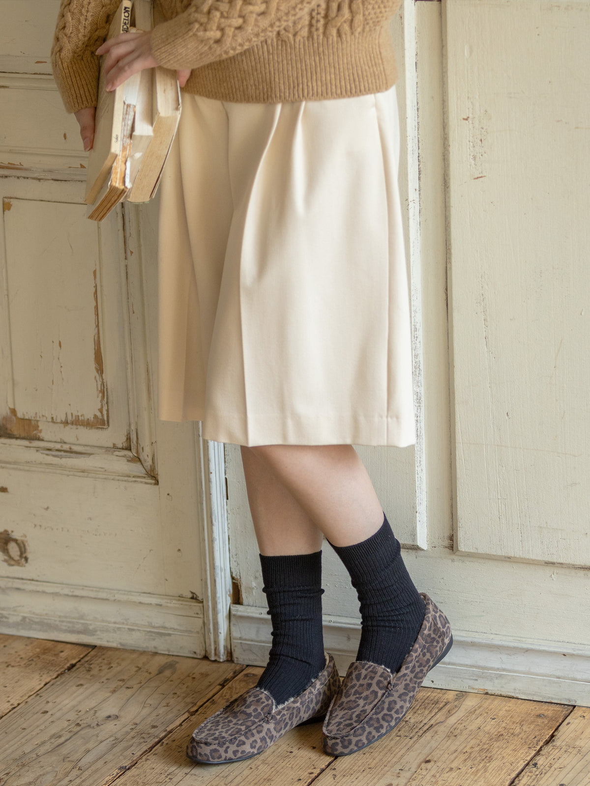 PUREWOOLを楽しむ薄手ベーシックリブミディ丈ソックス
