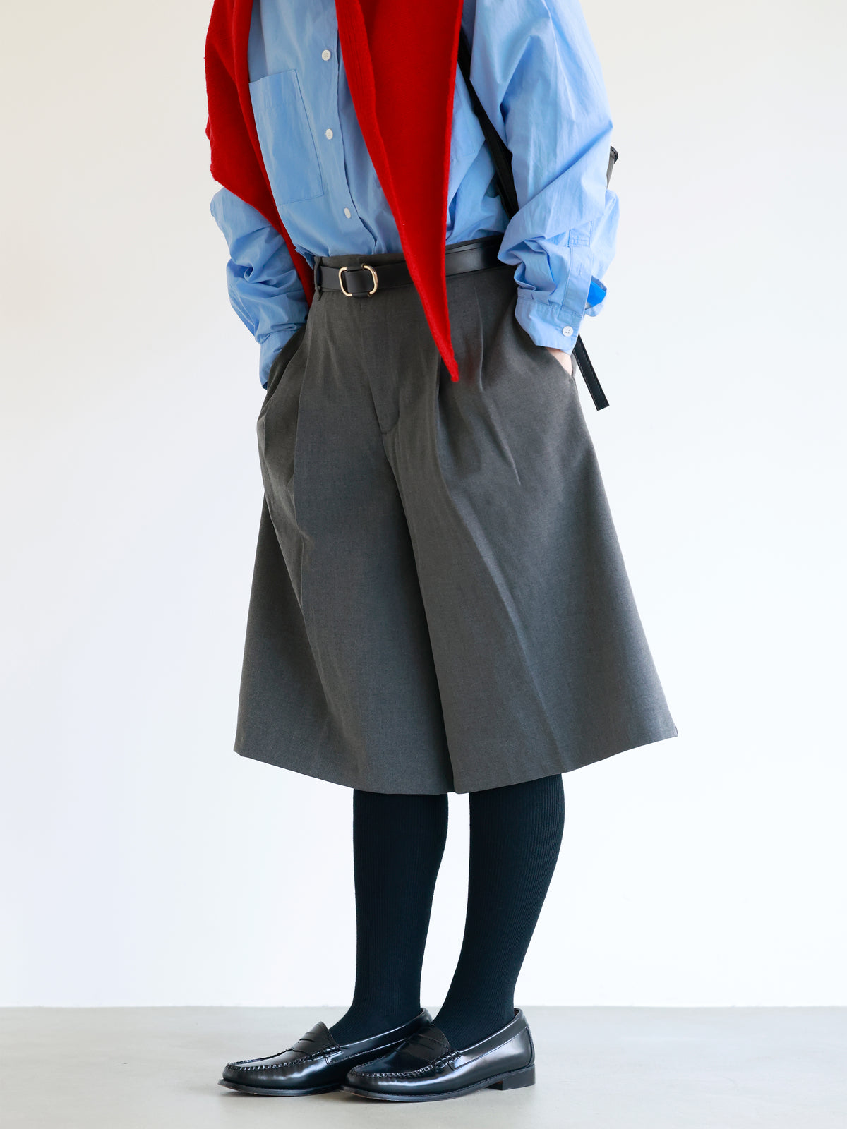【裏起毛】ゆったりウエスト細リブ400デニールタイツ