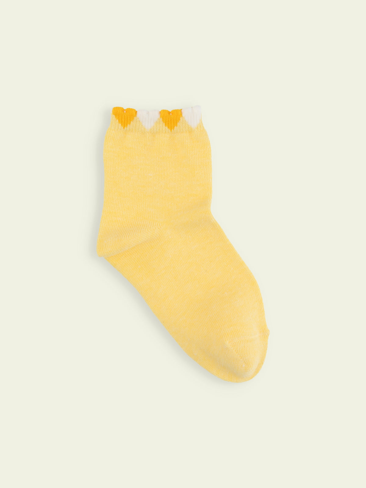 【3足1,485円】キッズ 履き口たっぷりハートショートソックス / 19-21cm - クリーム