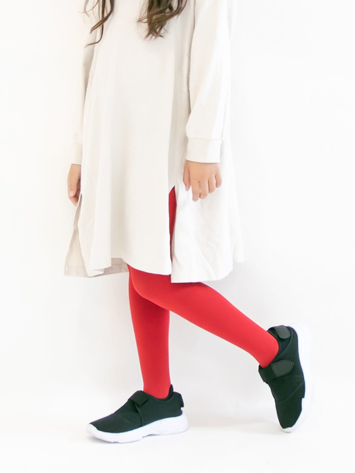 【キッズ】80デニールタイツ / 110-130cm - アカ
