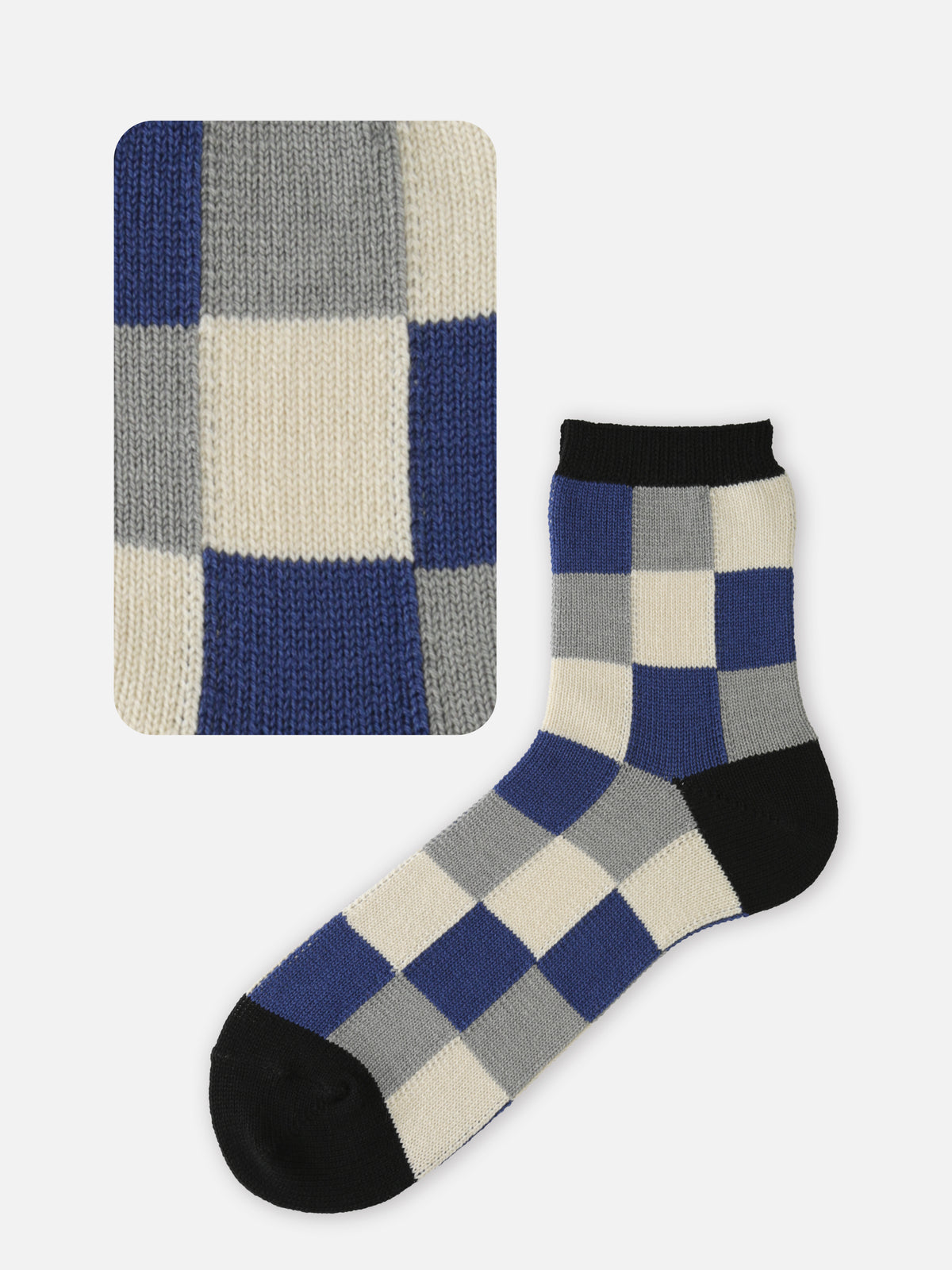 【Tabio MEN】ブロックチェックショートソックス