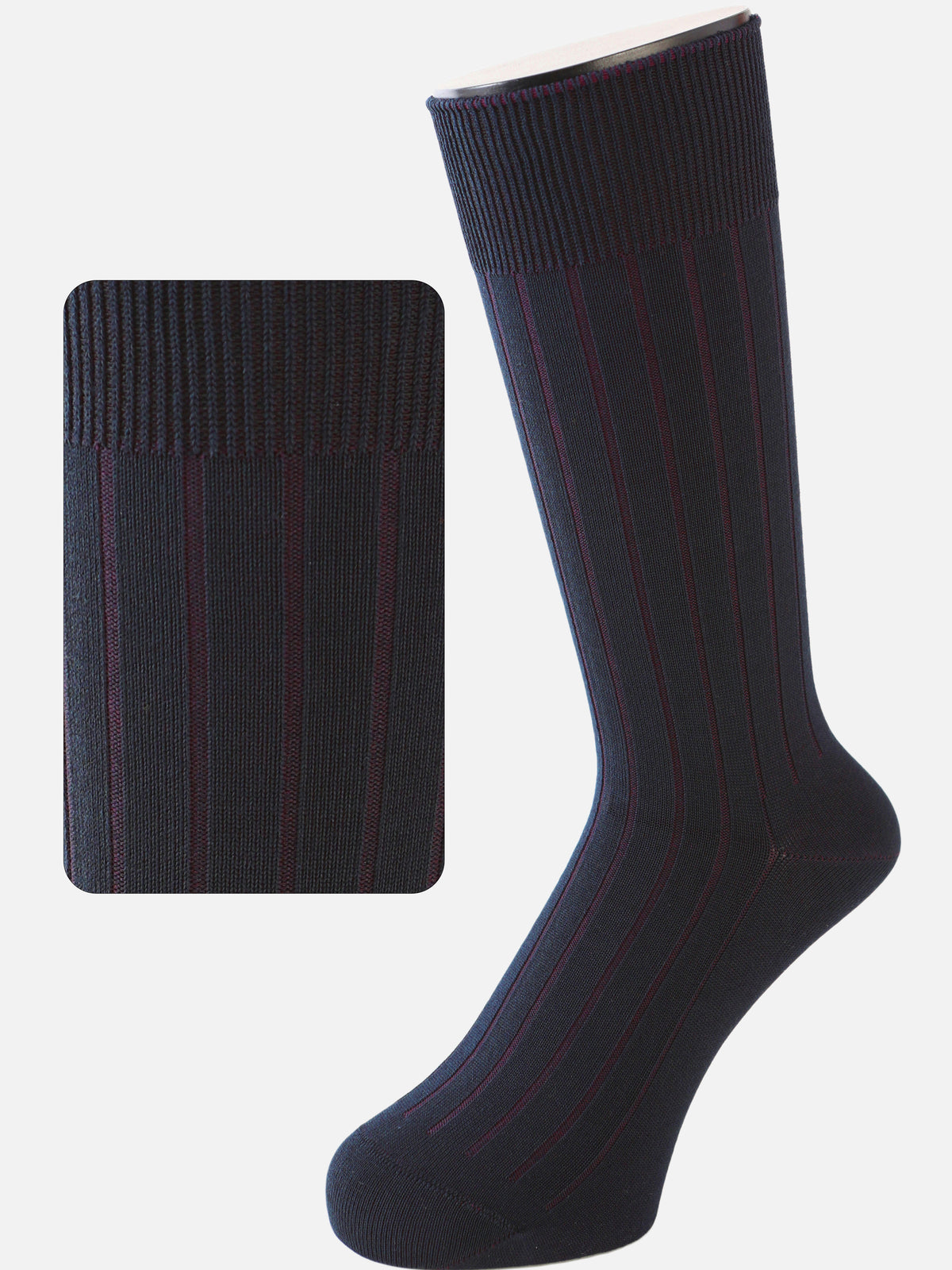 【Tabio MEN】9×2太リブソックス(27.0～29.0cm) - クロ+エンジ