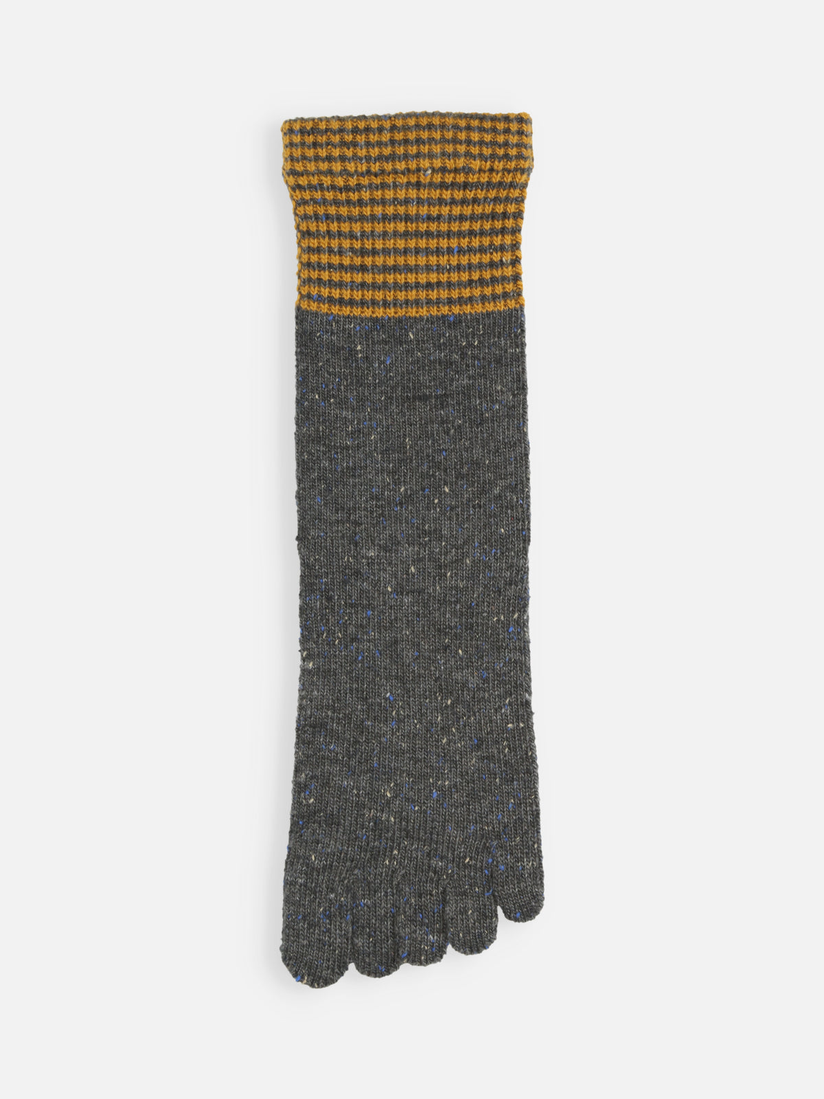 【Tabio MEN】WOOLネップ五本指ソックス - Mグレー+ゴールド