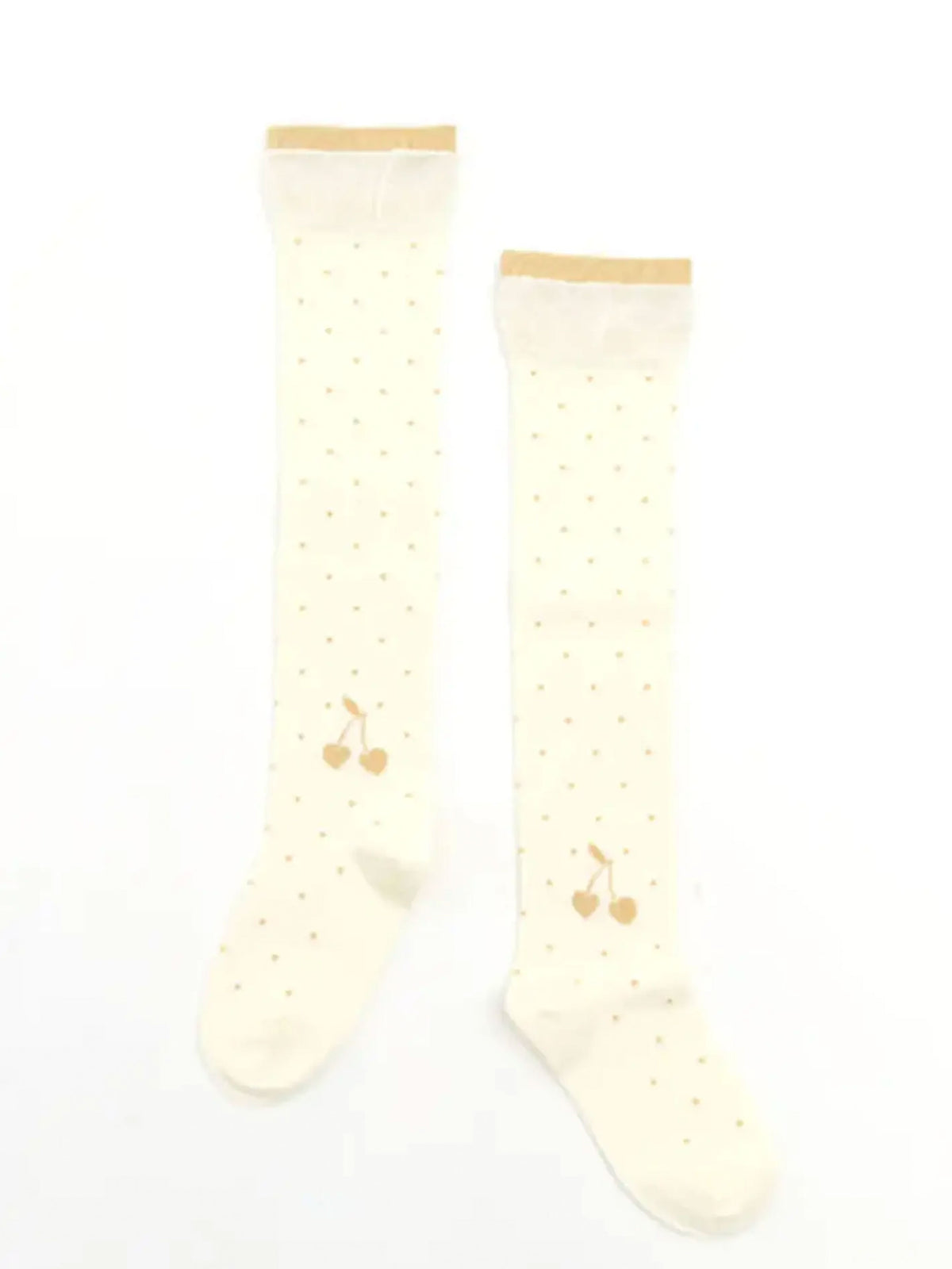 【キッズ】ピンドットラメチェリーオーバーニー / 19-21cm - オフホワイト