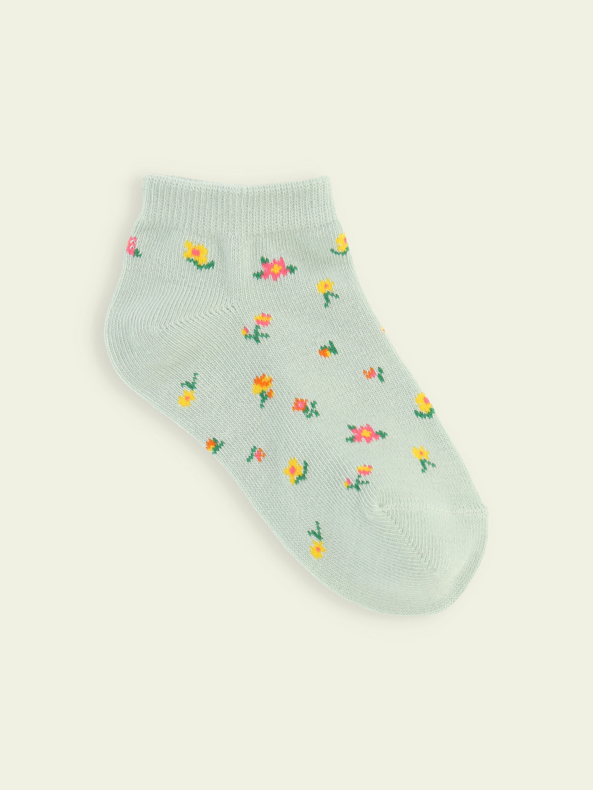 【3足1,485円】キッズ 小花柄スニーカー丈ソックス / 13-15cm - ミント