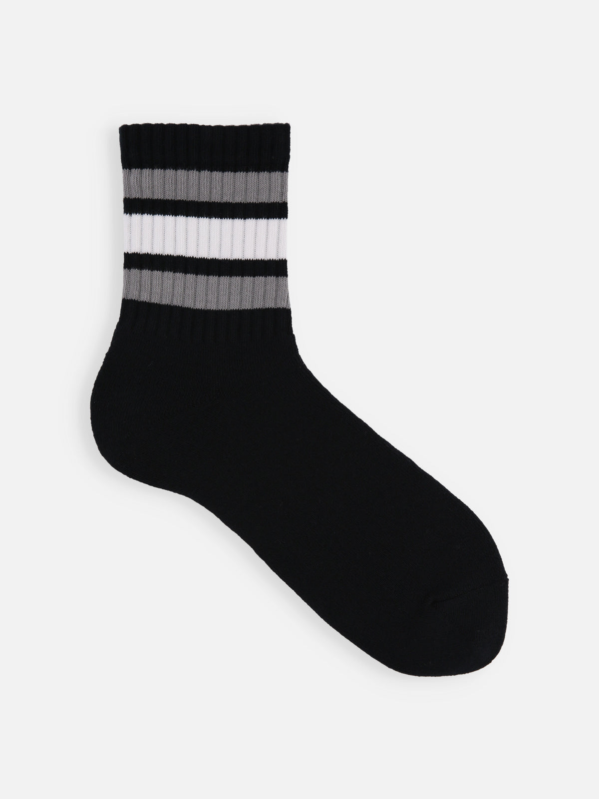 【Tabio MEN】アメリブクッションパイルラインソックス(27.0〜29.0cm) - クロ＋グレー＋ホワイト＋グレー