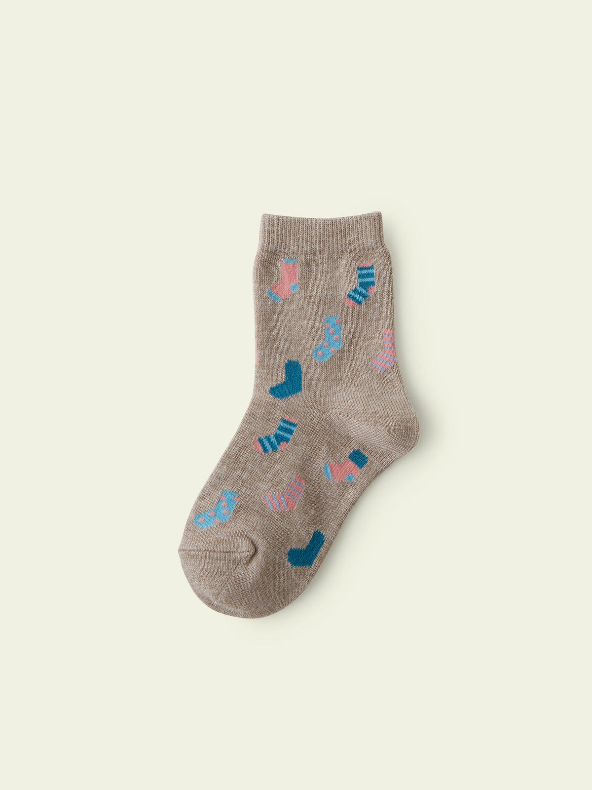 【3足1,485円】キッズ 靴下柄ショートソックス / 13-15cm - ベージュ
