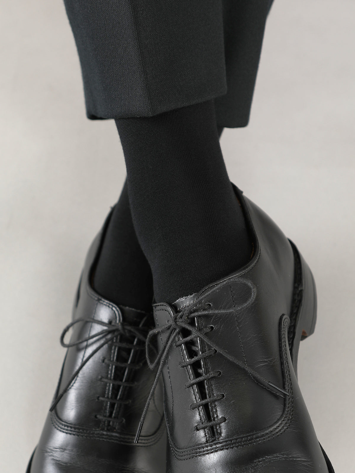 【Tabio MEN】【定番】コットン無地ソックス(23.0～25.0cm) - クロ