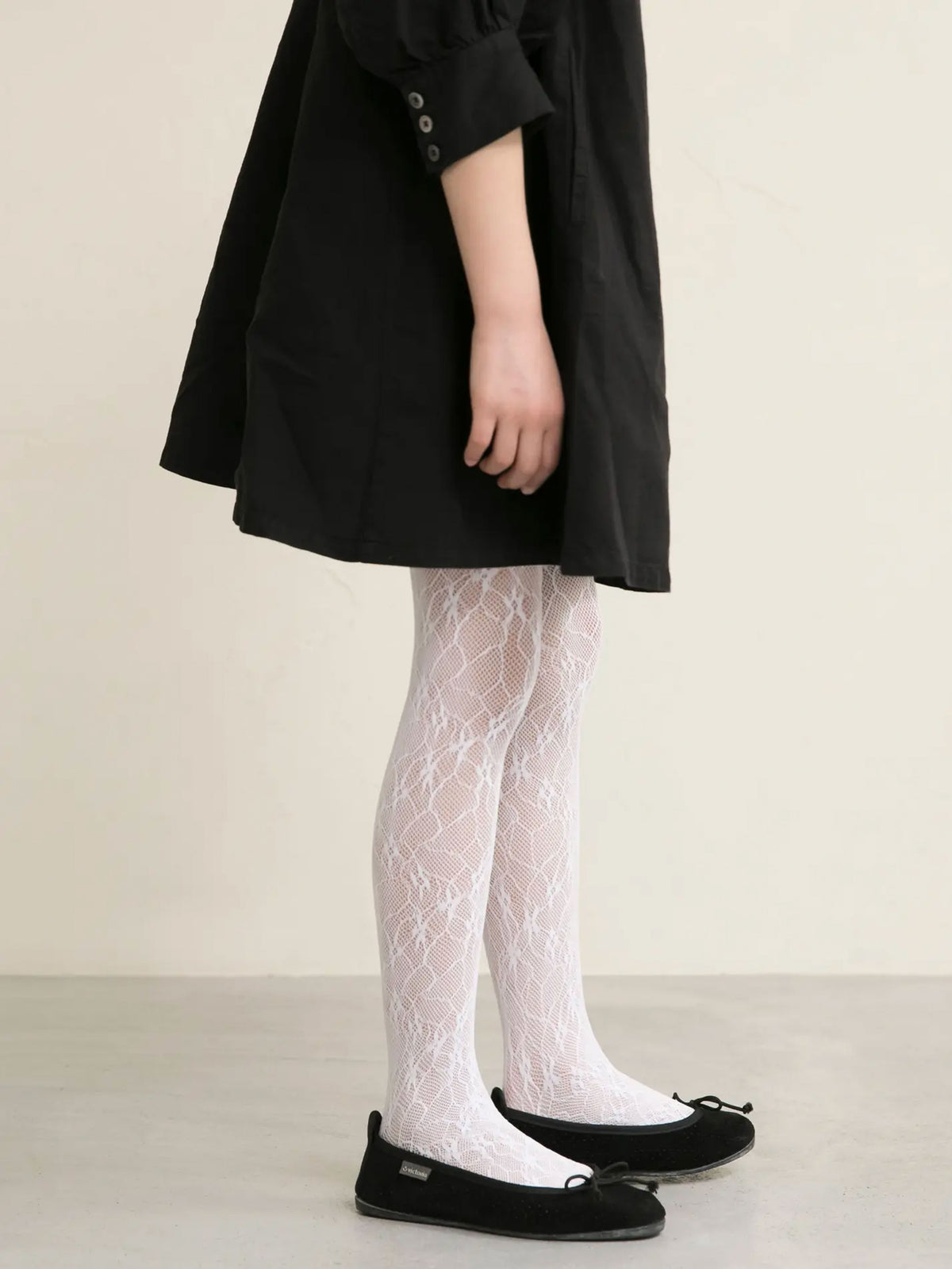 【キッズ】レーシーフラワーセレモニータイツ / 95-115cm - サラシ