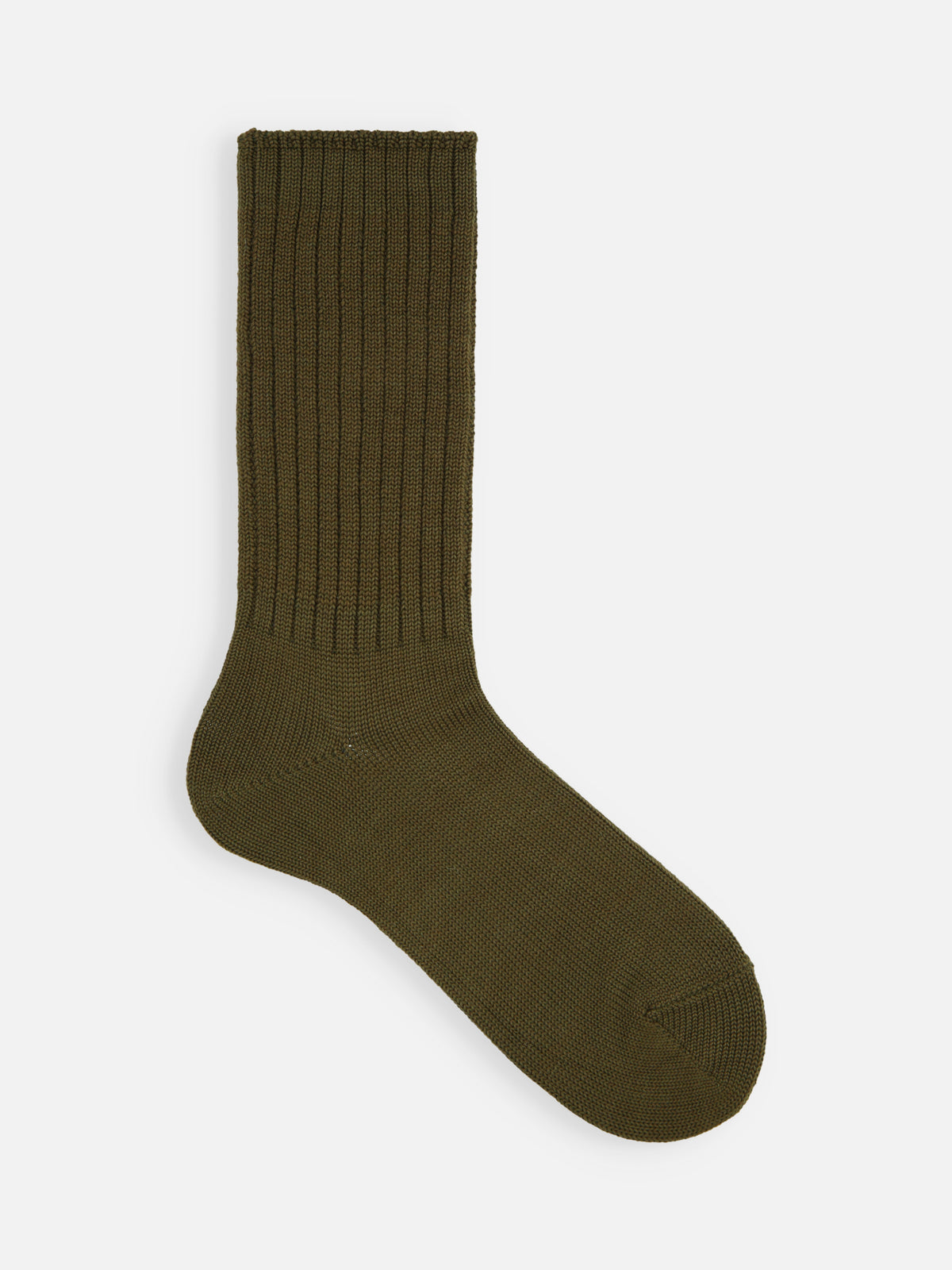 【Tabio MEN】 クラシックリブクルー丈ソックス / 23.0-25.0cm - オリーブ