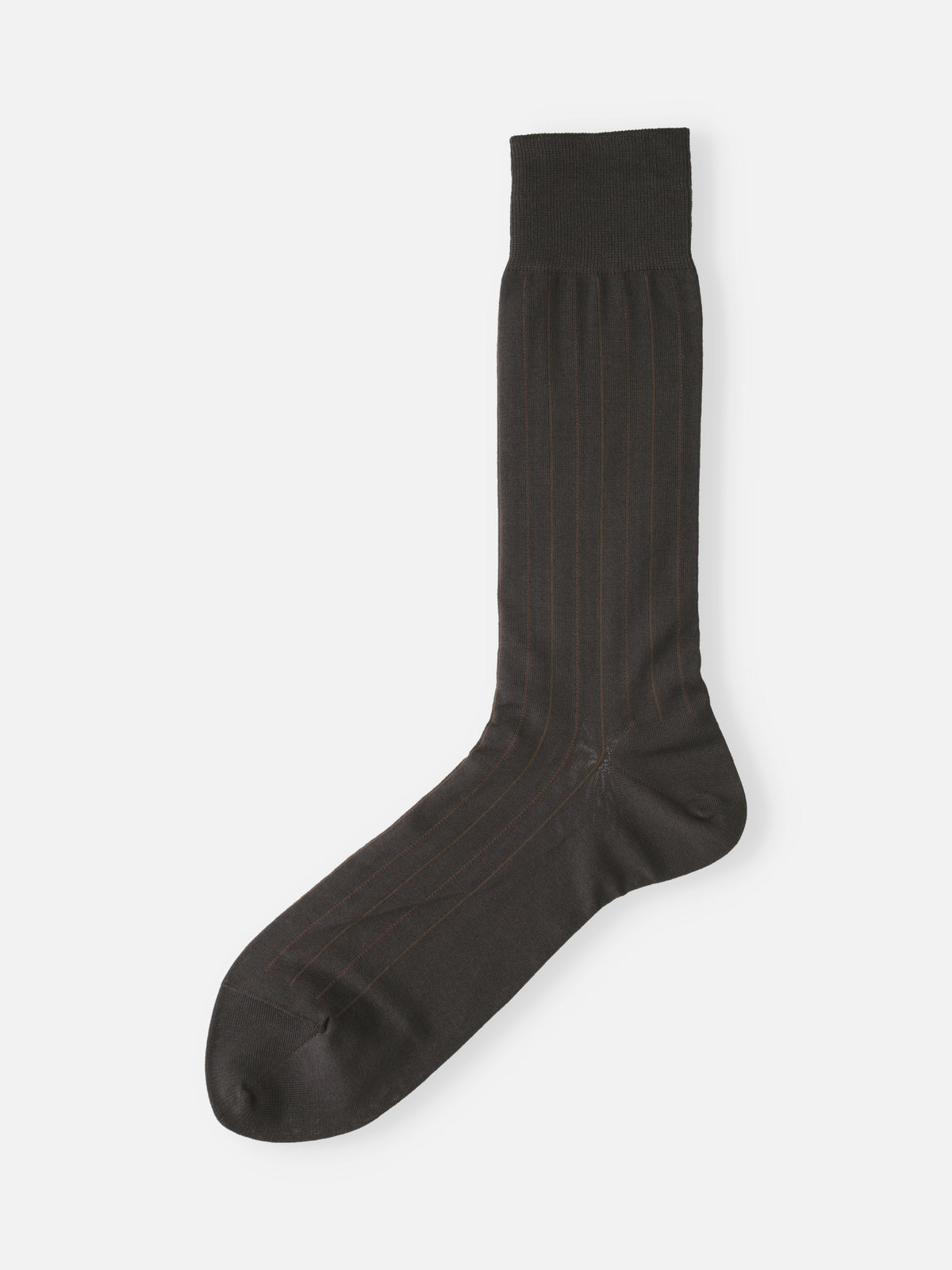 【Tabio MEN】連続シルケット ストライプソックス(27.0～29.0cm) - ブラウン+オリーブ