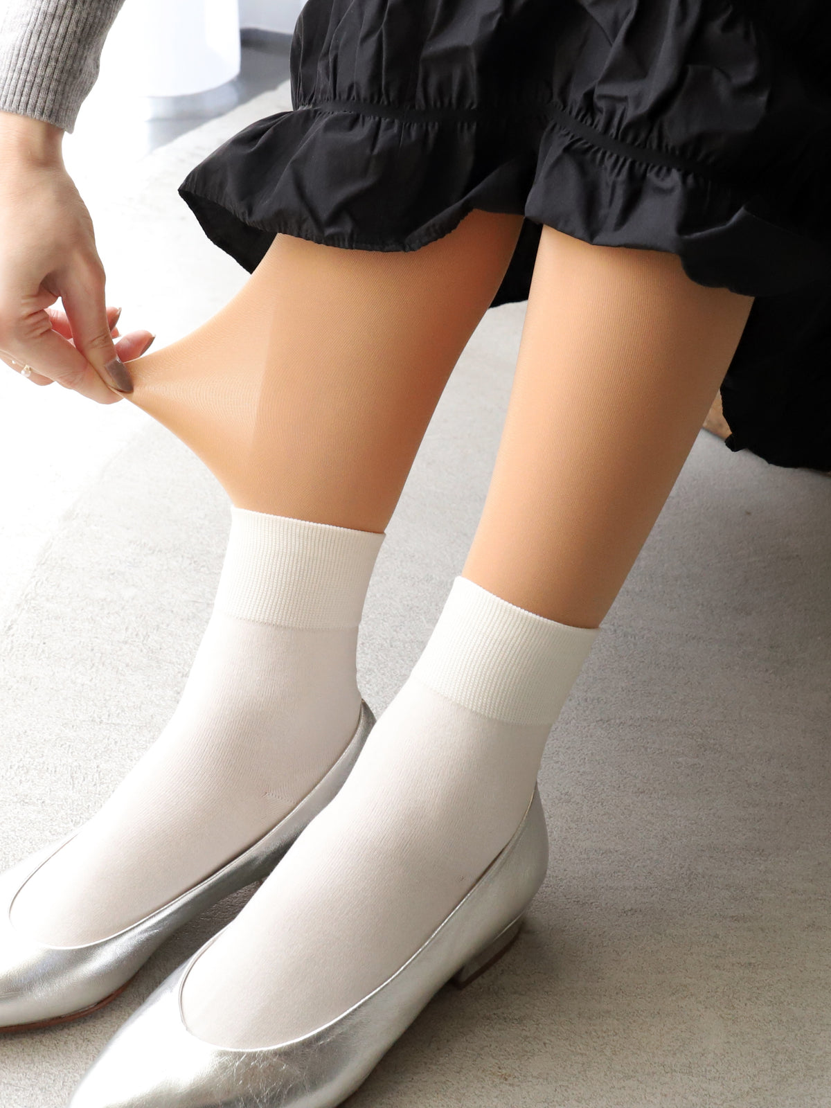 【ほんのり透ける、上品仕上げ】40デニール PUFTYタイツ / M-Lサイズ - ベージュ