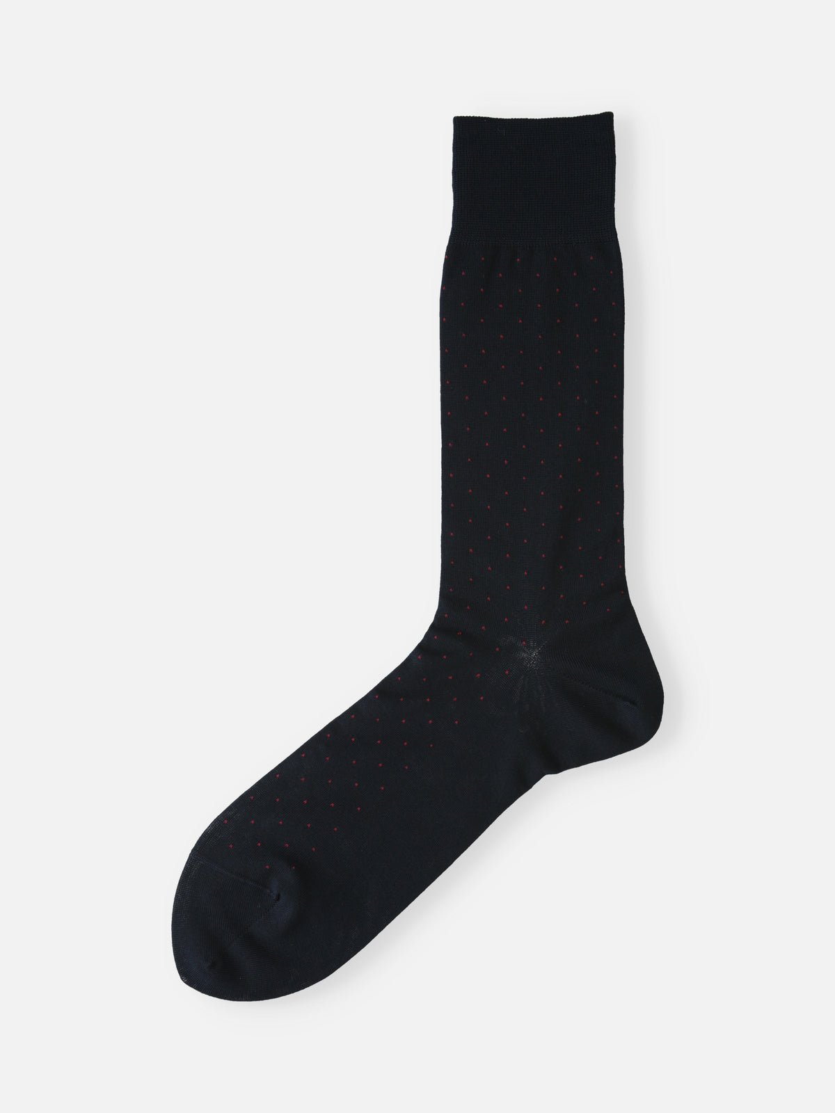 【Tabio MEN】連続シルケット ドットソックス(23.0～25.0cm) - ネイビー+レッド