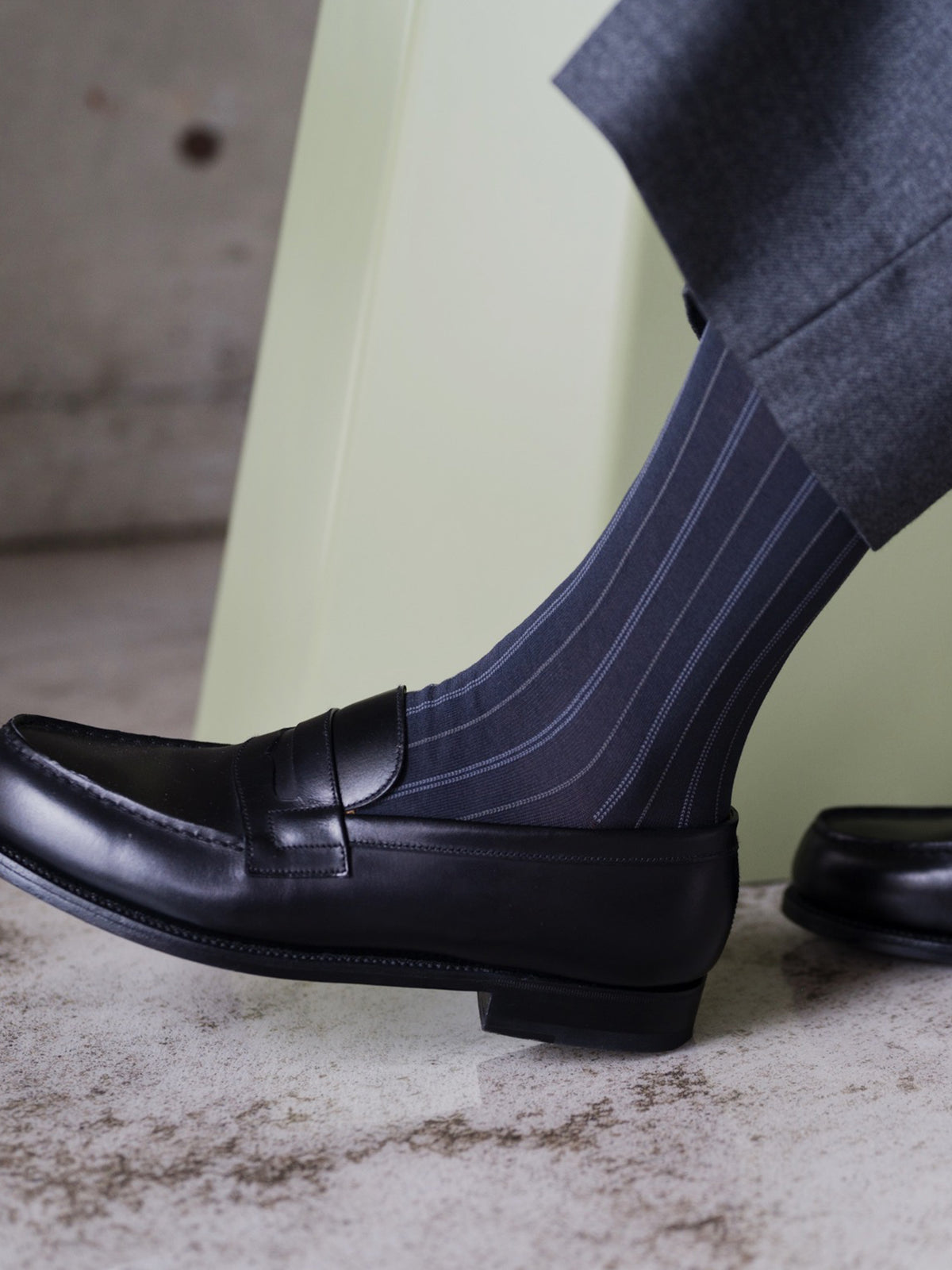 【Tabio MEN】【定番】メンズ チョークストライプ柄ソックス
