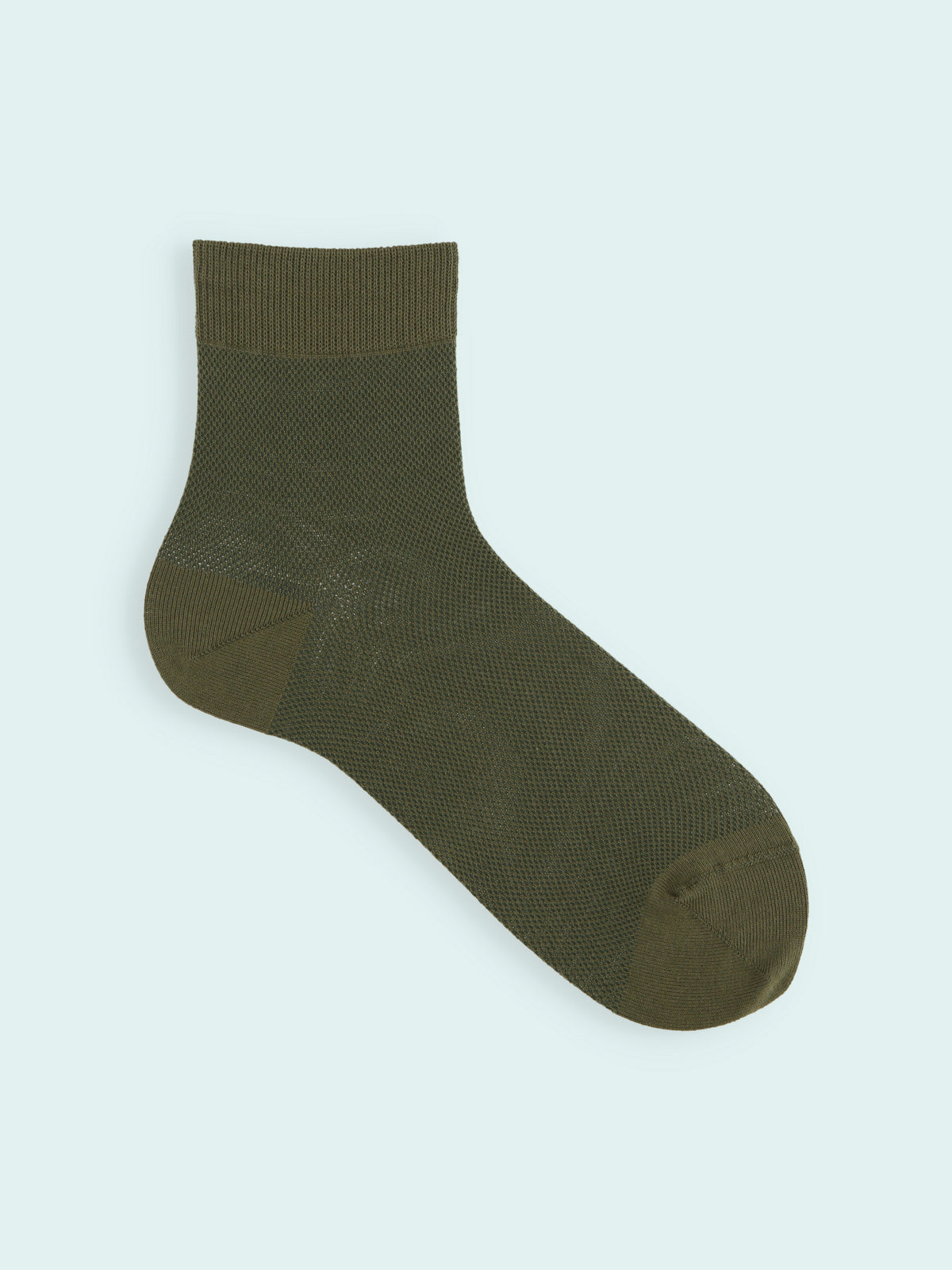 【3足1,485円】メンズ メッシュ無地ショートソックス - カーキ
