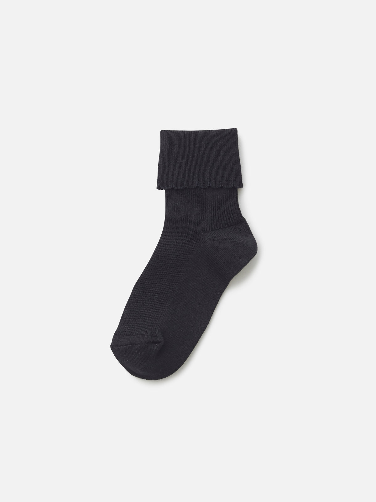 【キッズ】 綿折り返しピコフリルソックス / 16-18cm - クロ
