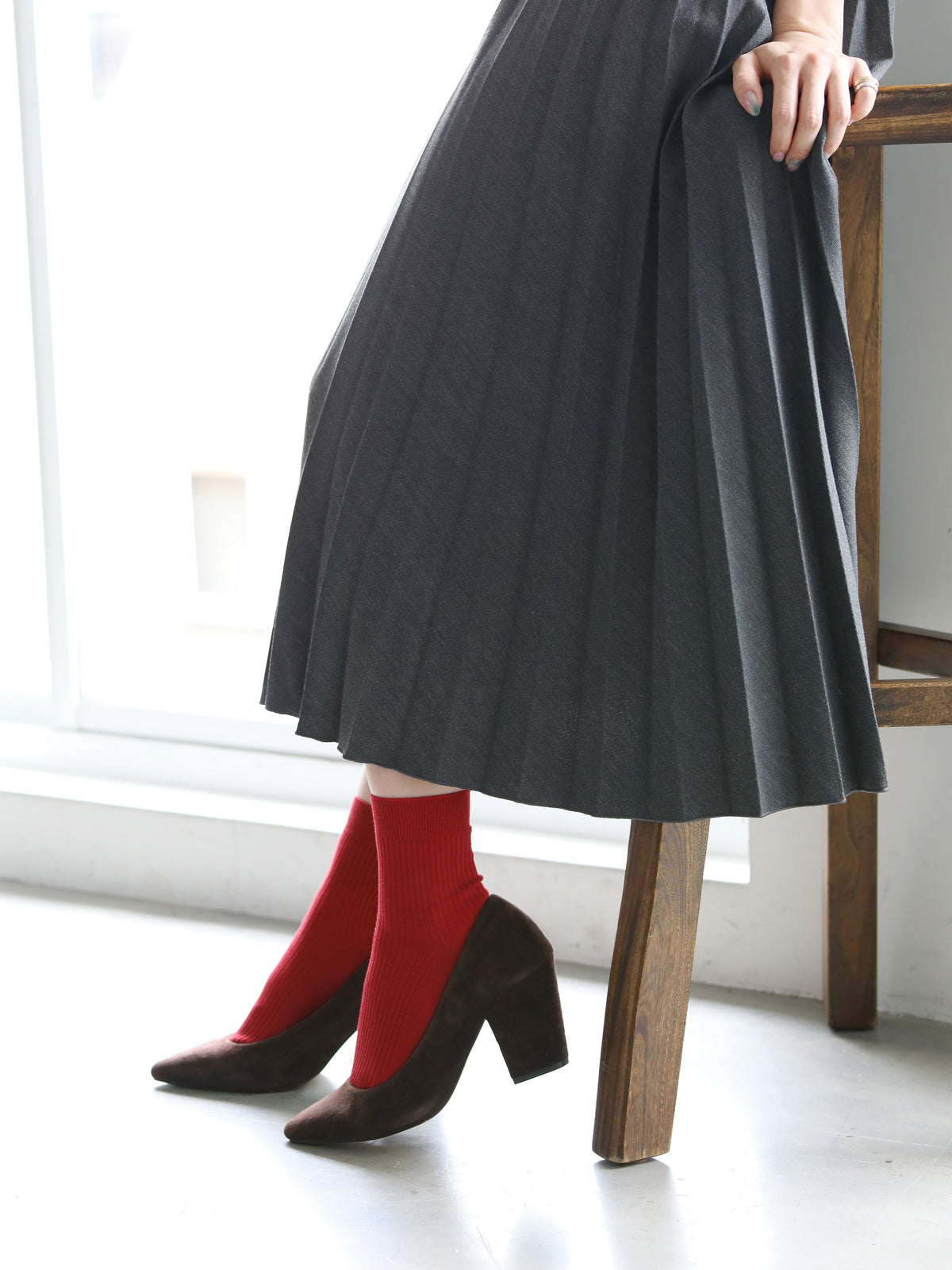 綿混2×2リブショートソックス