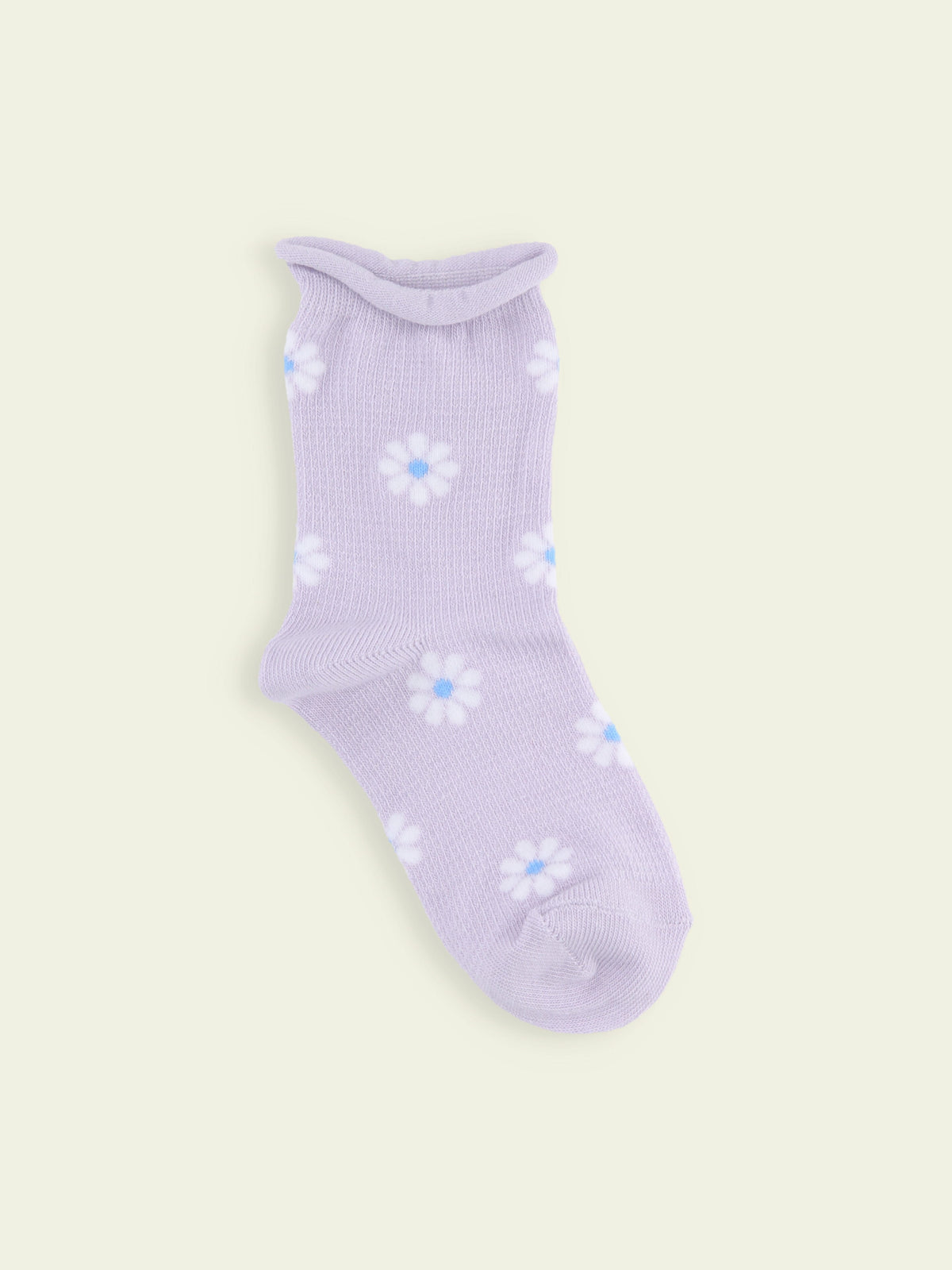 【3足1,485円】キッズ くるくるワッフル花柄ショートソックス / 16-18cm - ラベンダー