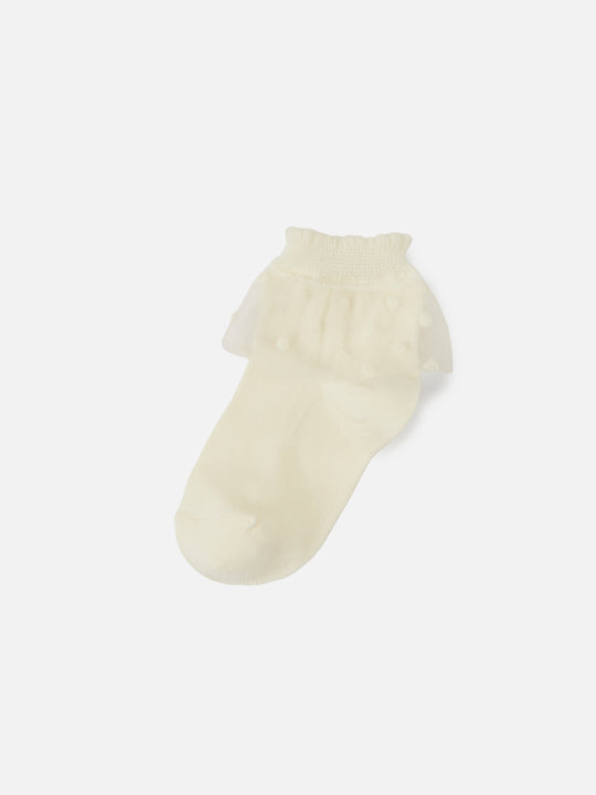 【キッズ】チュールドット柄ショートソックス / 16-18cm