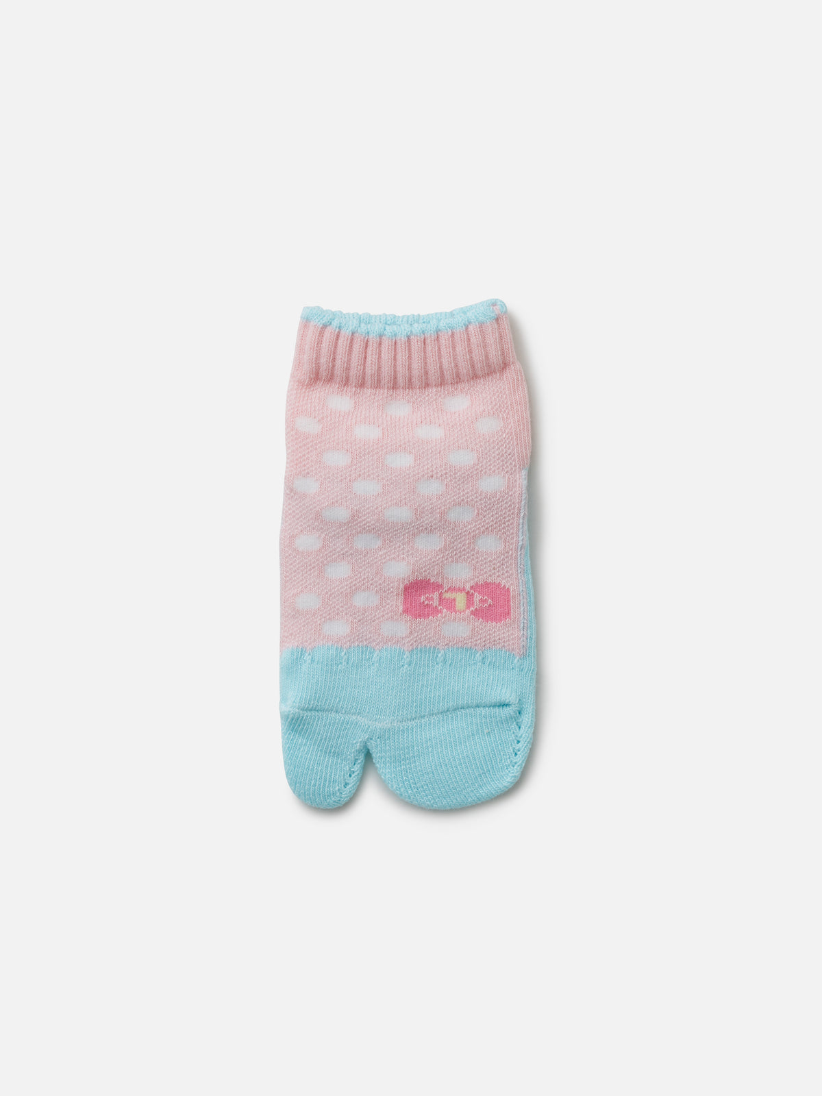 【ベビー】いろいろ柄足袋ショートソックス / 11-13cm - 30 ドット　　ピンク＋ミズイロ