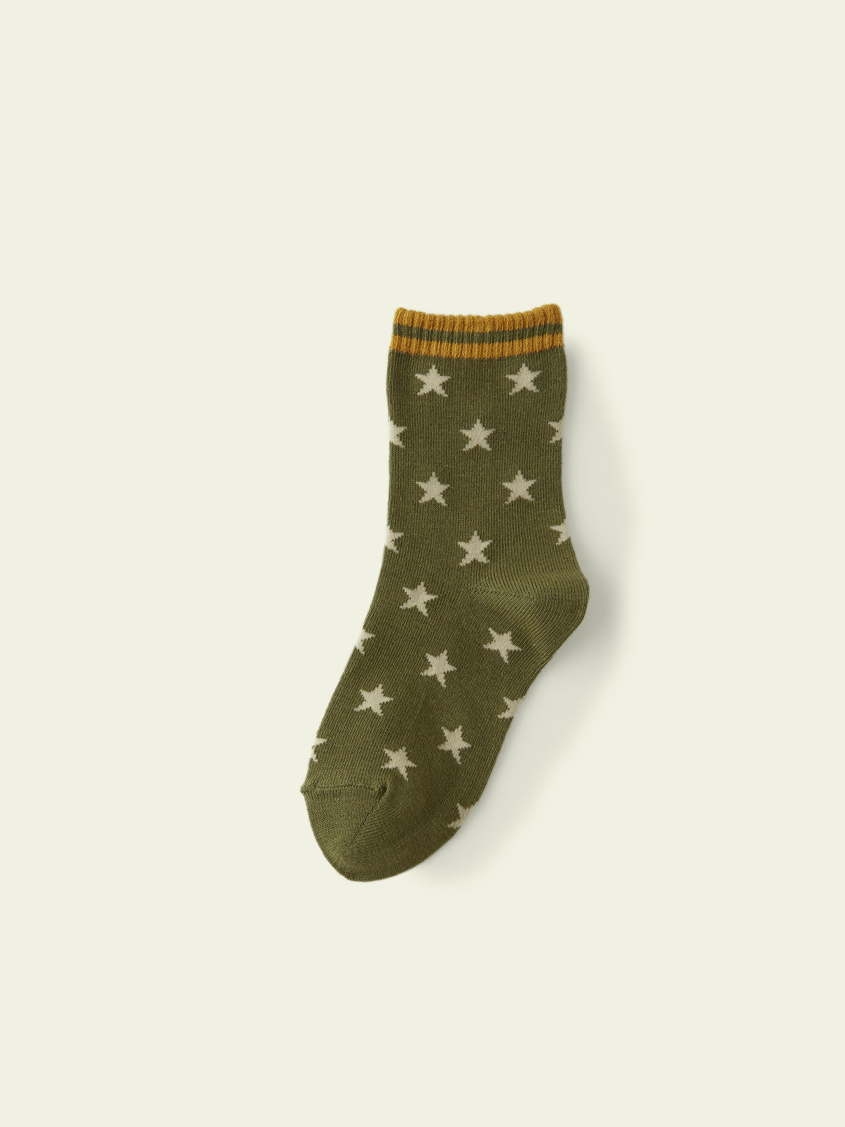 【3足1,485円】キッズ ライン星柄ソックス / 16-18cm - カーキ