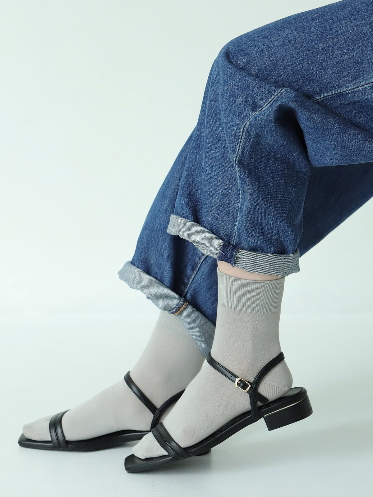 【迷ったらコレ】ゴム長無地ショートソックス - グレー