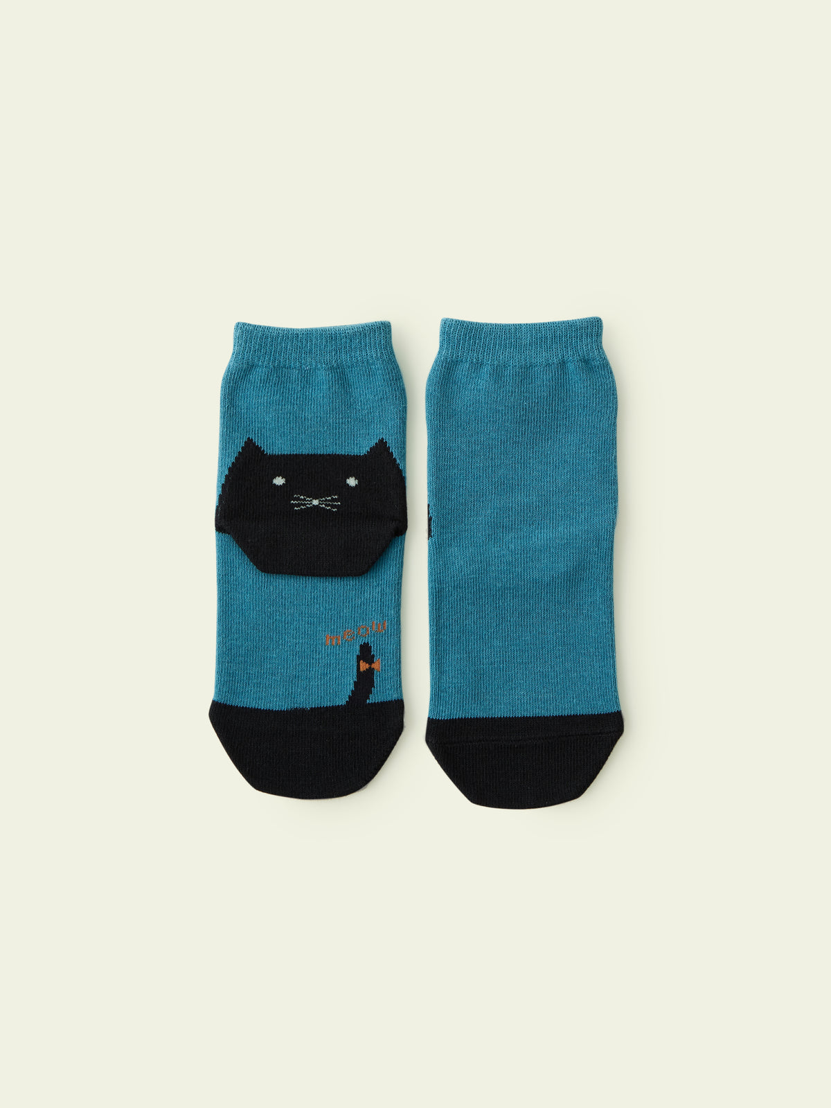【3足1,485円】キッズ かかとねこソックス / 16-18cm - エメラルドグリーン