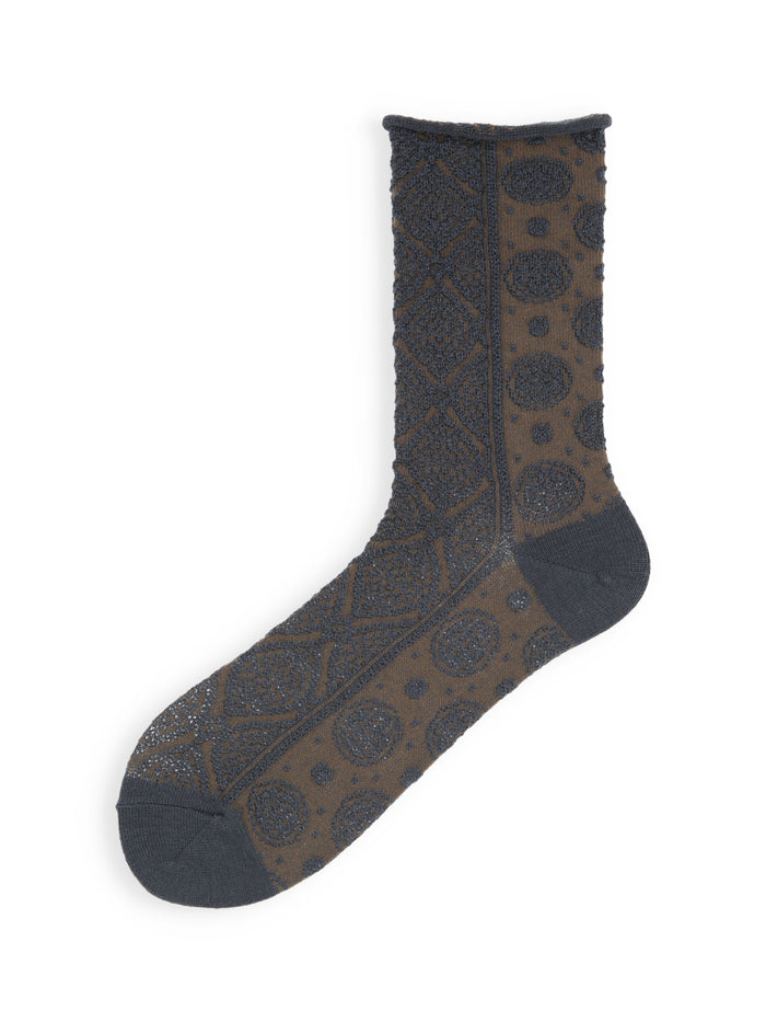 バナウォームオリエンタルパターンフロートロールショートソックス