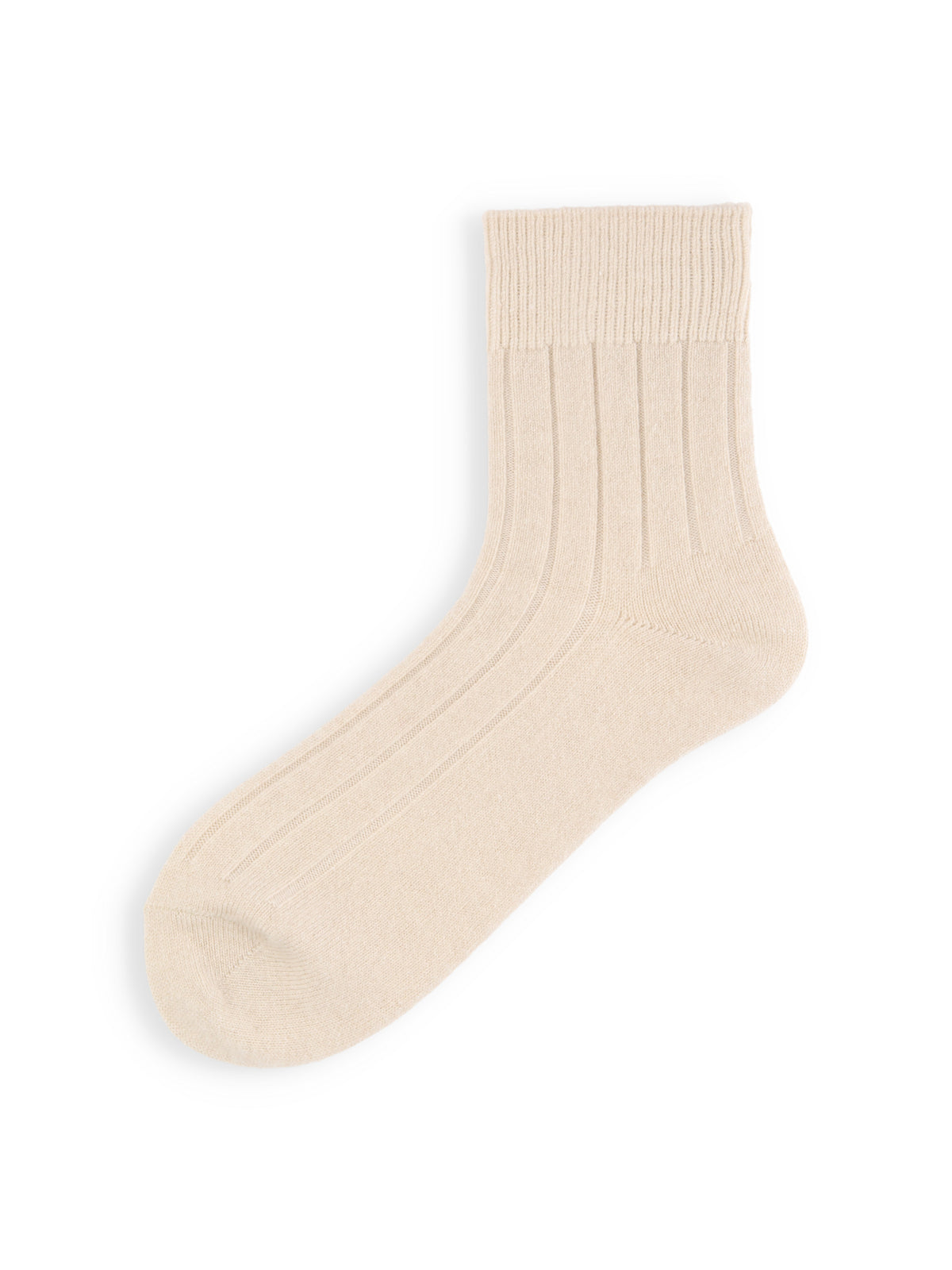 【Tabio MEN】PURE WOOLワイドリブショートソックス - アイボリー