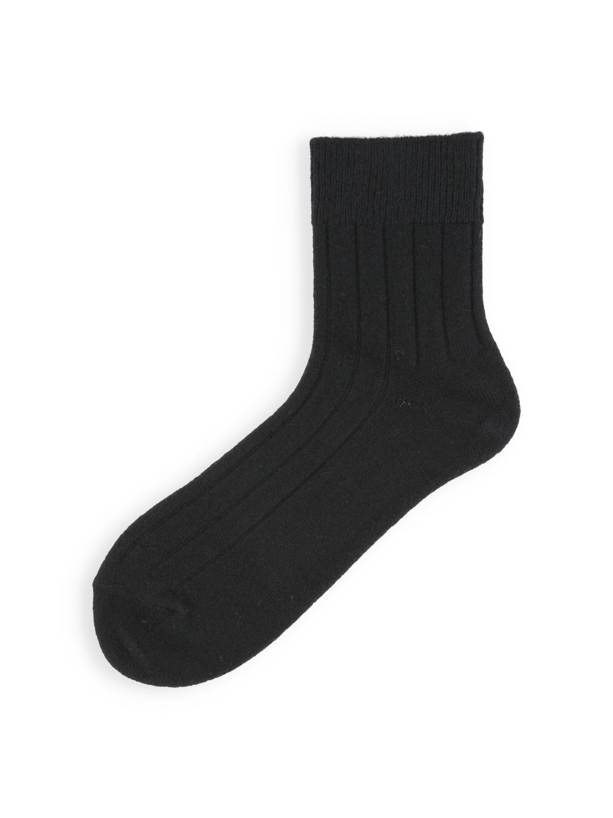 【Tabio MEN】PURE WOOLワイドリブショートソックス - クロ