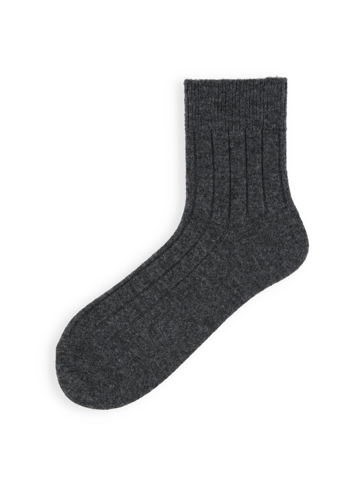 【Tabio MEN】PURE WOOLワイドリブショートソックス - チャコールモク
