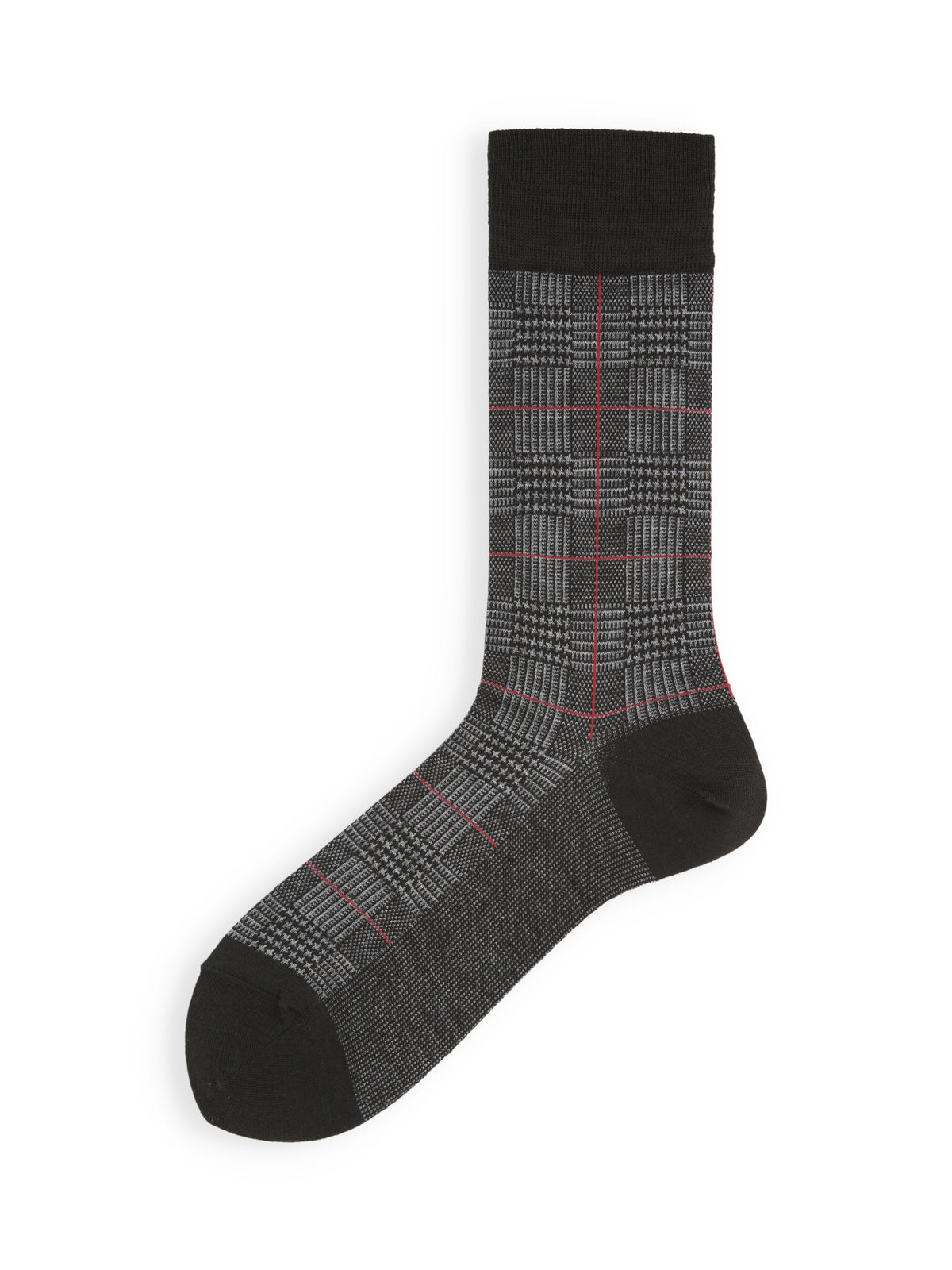 【Tabio MEN】WOOL MIX ポイントグレンチェックソックス - クロ