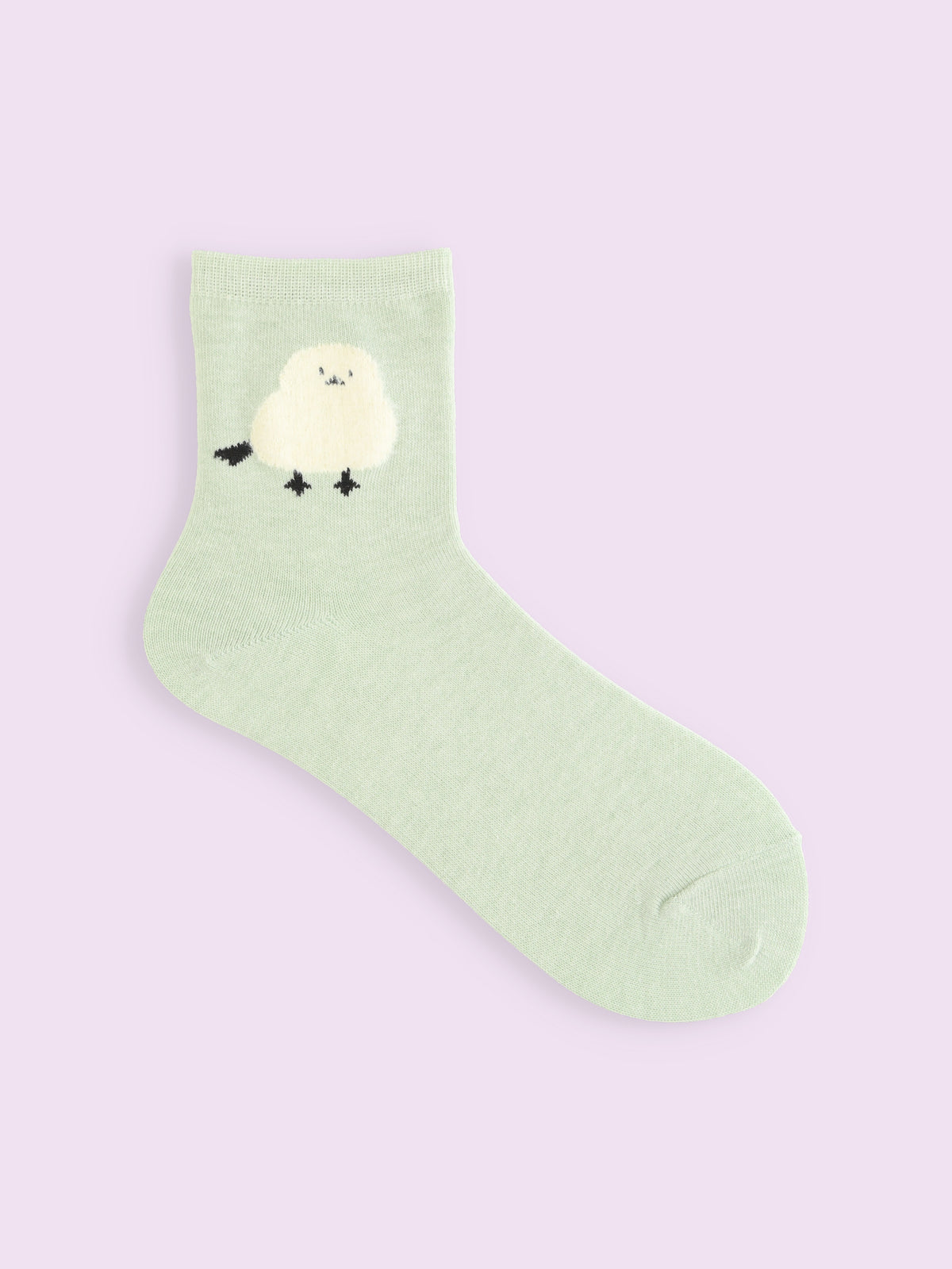 【3足1,485円】もふもふ動物ショートソックス - ミント+シマエナガ