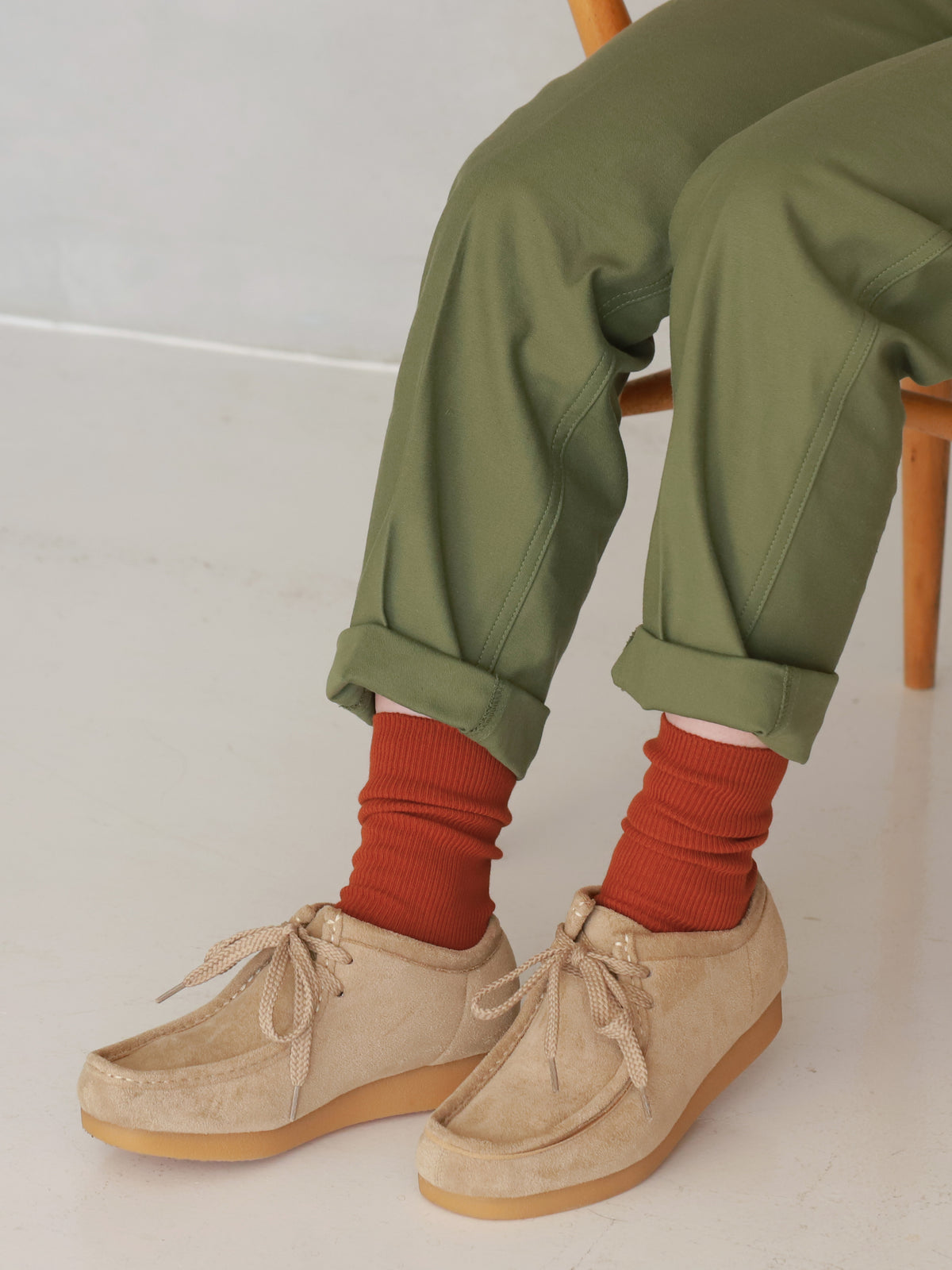 【WEB限定】細見えすっきりリブソックス - テラコッタ