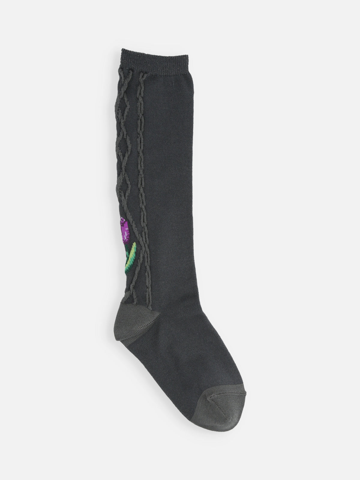 【キッズ】チューリップハイソックス16～18cm - チャコールグレー