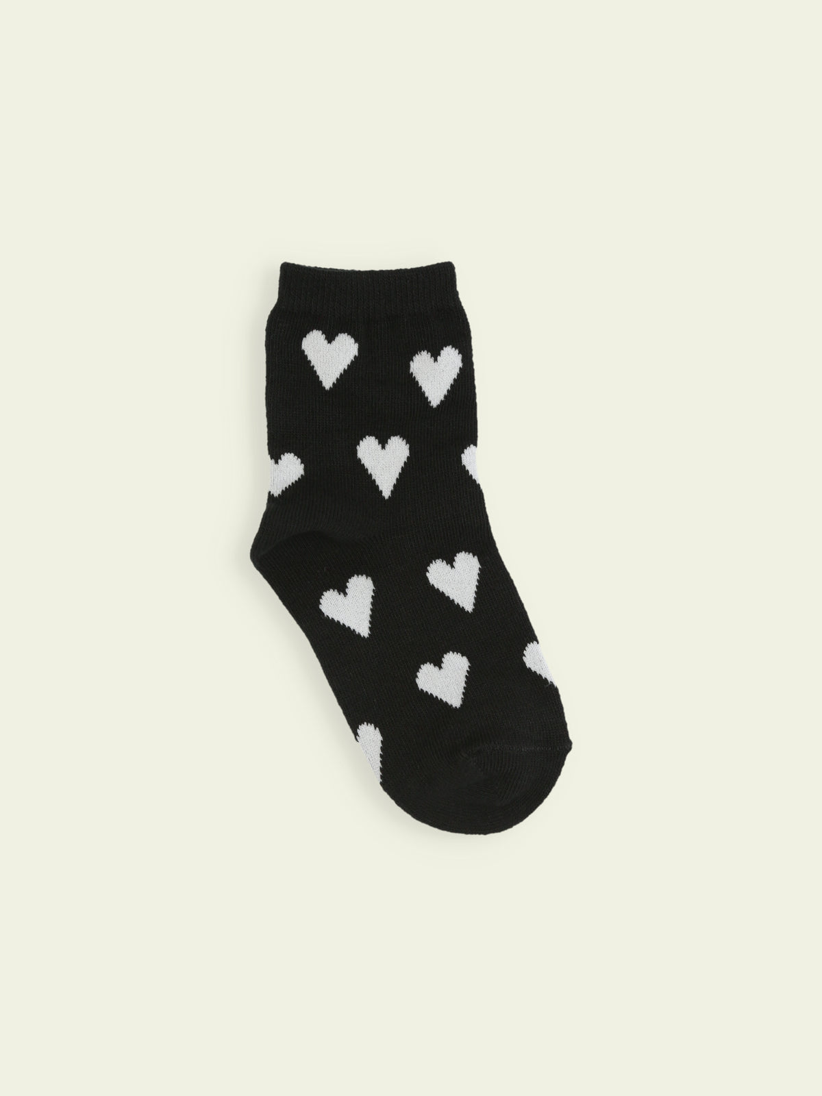 【3足1,485円】キッズ ハート柄ショートソックス / 13-15cm - クロ