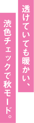 透けていても暖かい、渋色チェックで秋モード。